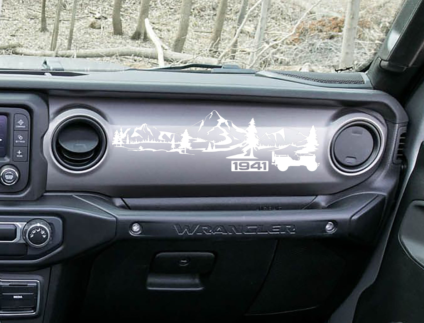 Mountain 1941 Willys Scene Dashboard Vinyl Decal - Fits 2018+ Jeep Wrangler JL/Jeep Gladiator J