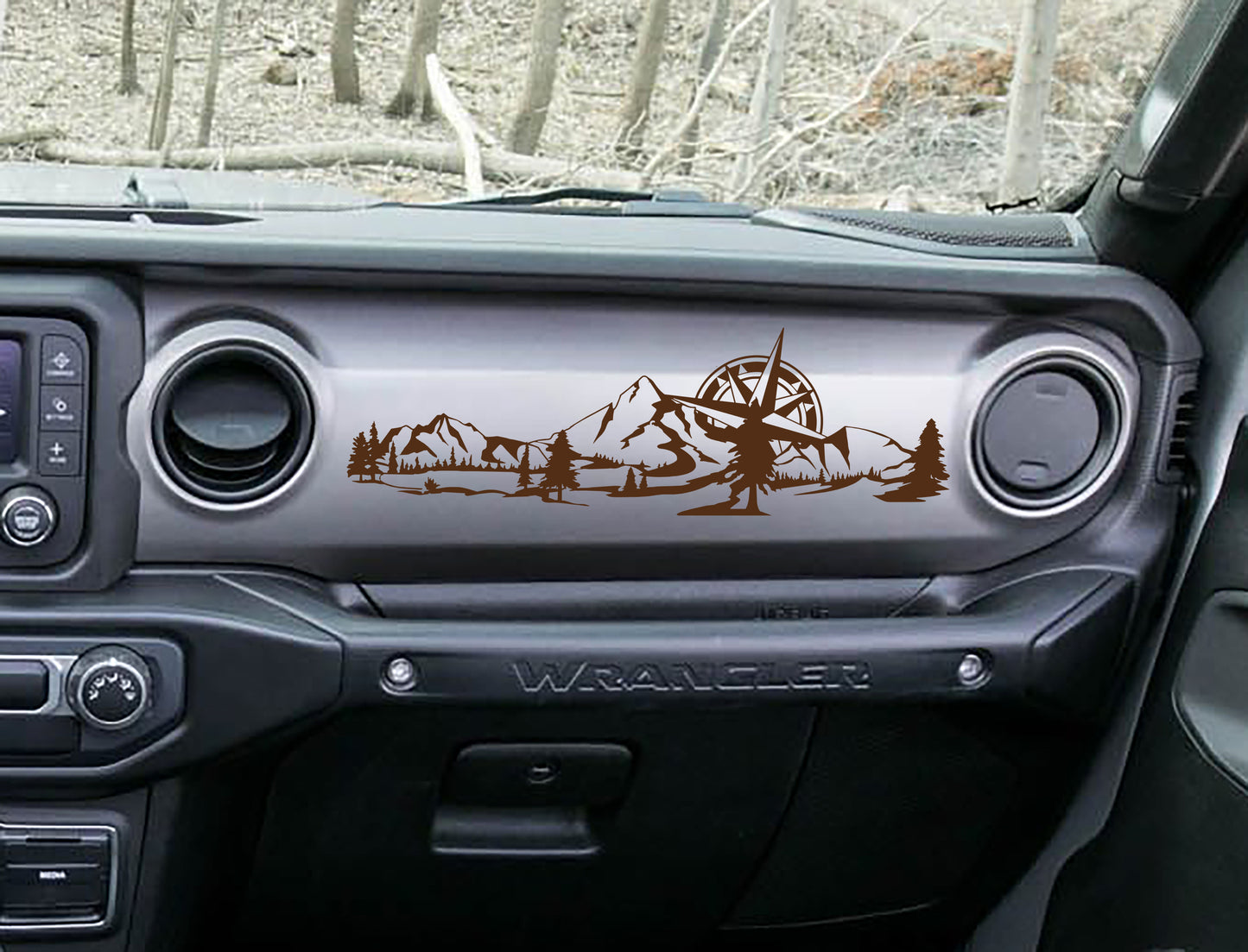 JL/JT Dashboard Mountain with Compass Scene Ver 2 Vinyl Decal