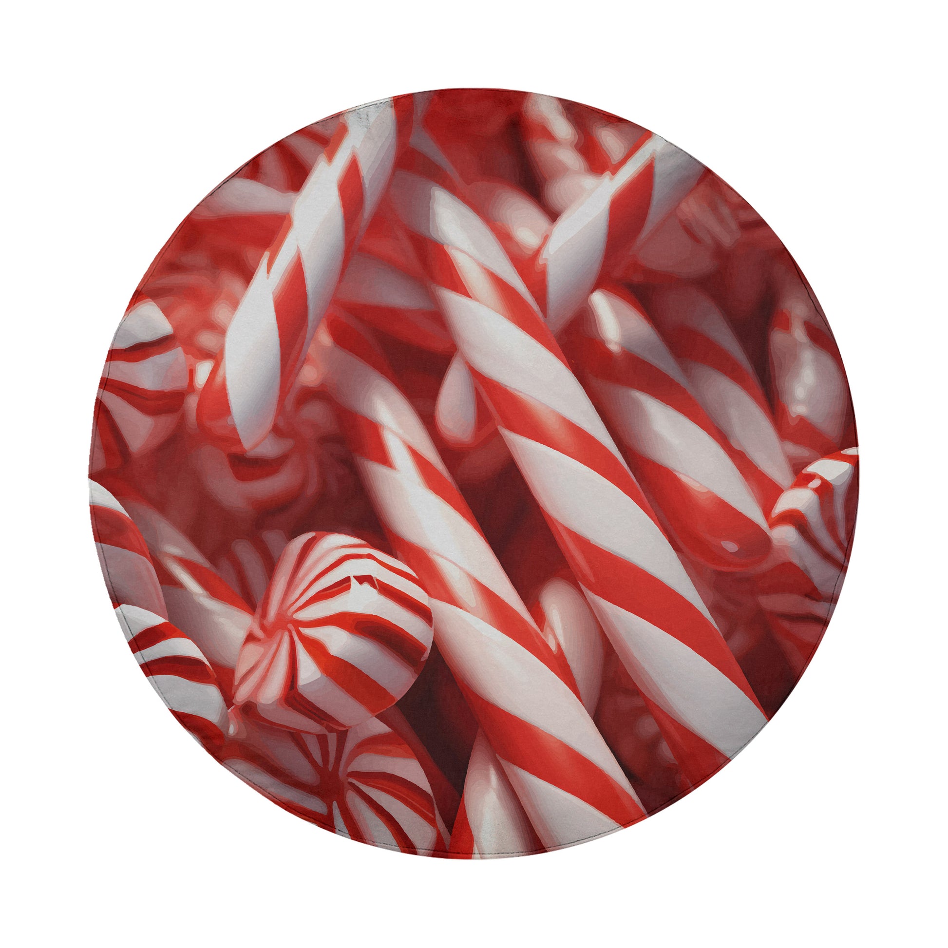A close-up view of a pile of red and white striped candy canes.