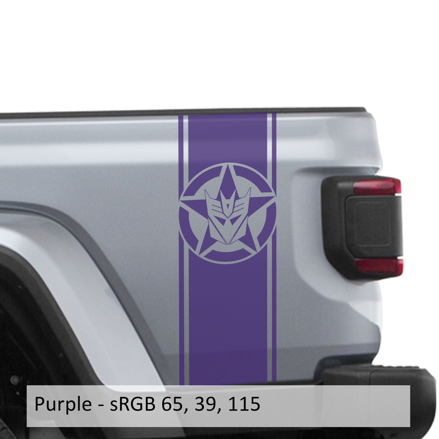 Decepticon Alpha Romeo Star Bedside Stripe Graphic Decal Set - Fits Jeep Wrangler JL/Jeep Gladiator JT 2018+