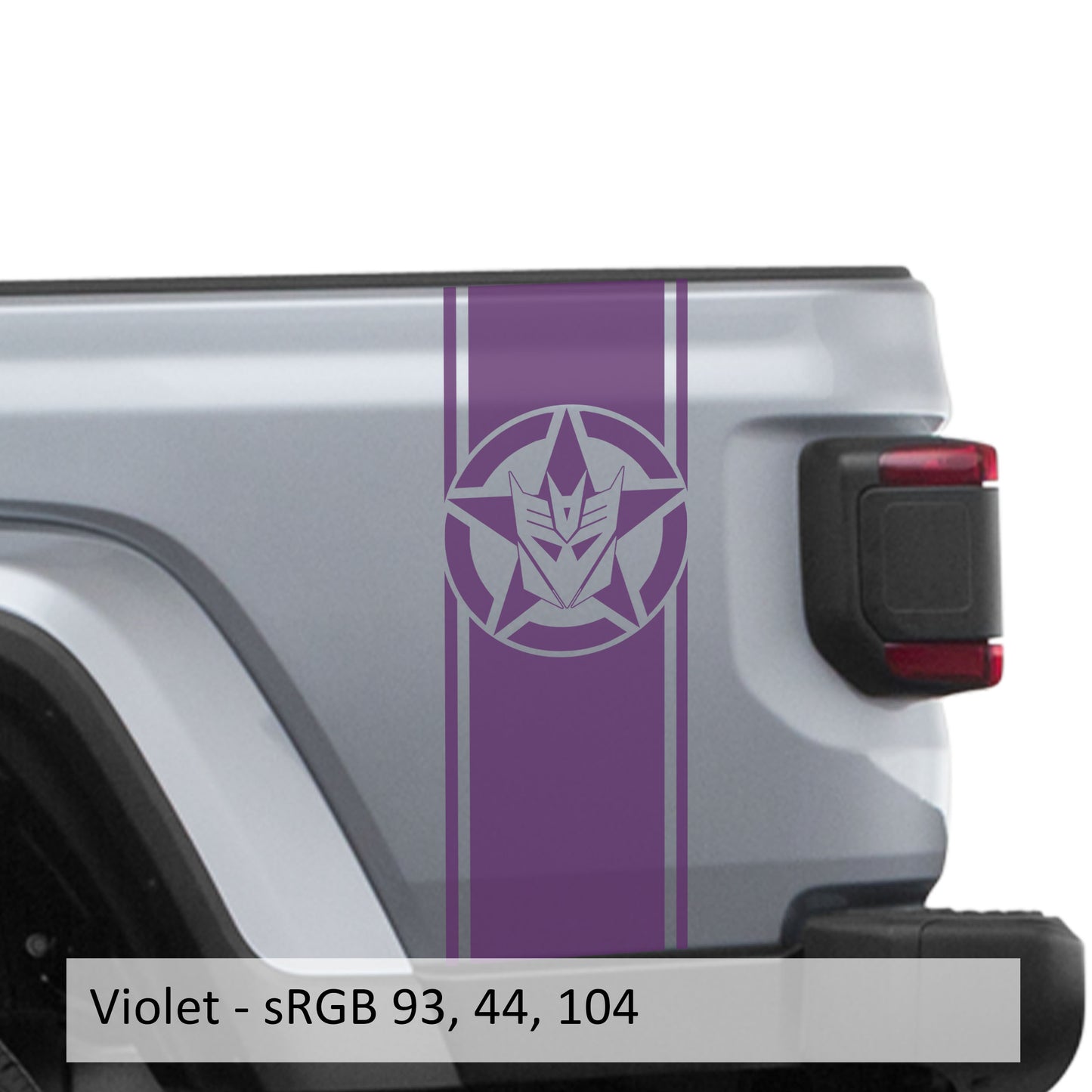 Decepticon Alpha Romeo Star Bedside Stripe Graphic Decal Set - Fits Jeep Wrangler JL/Jeep Gladiator JT 2018+