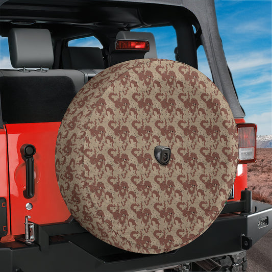 a jeep with a tire cover on the back of it