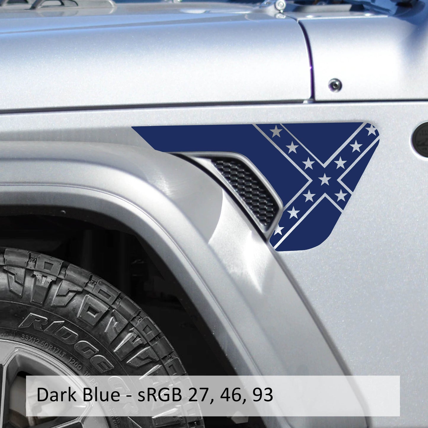 Rebel Dixie Blackout Fender Vent Transfer Decal Set - Fits Jeep Wrangler JL/Jeep Gladiator JT 2018+