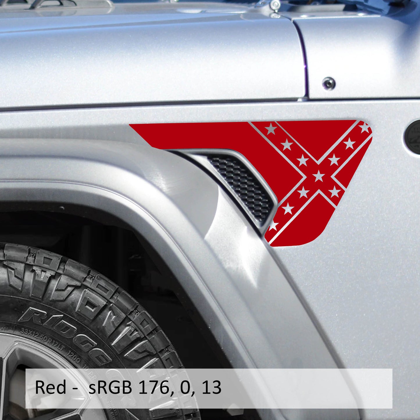 Rebel Dixie Blackout Fender Vent Transfer Decal Set - Fits Jeep Wrangler JL/Jeep Gladiator JT 2018+