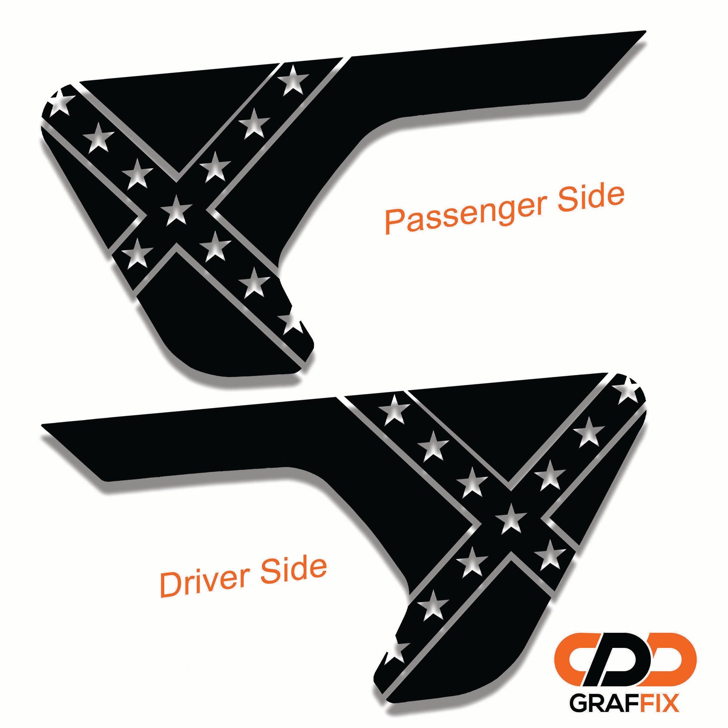Rebel Dixie Blackout Fender Vent Transfer Decal Set - Fits Jeep Wrangler JL/Jeep Gladiator JT 2018+
