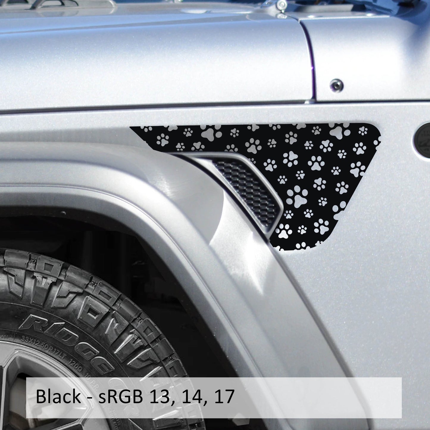 Dog Paw Print Decal Fender Vent Vinyl Decal - Fits Jeep Wrangler JL/Jeep Gladiator JT 2018+
