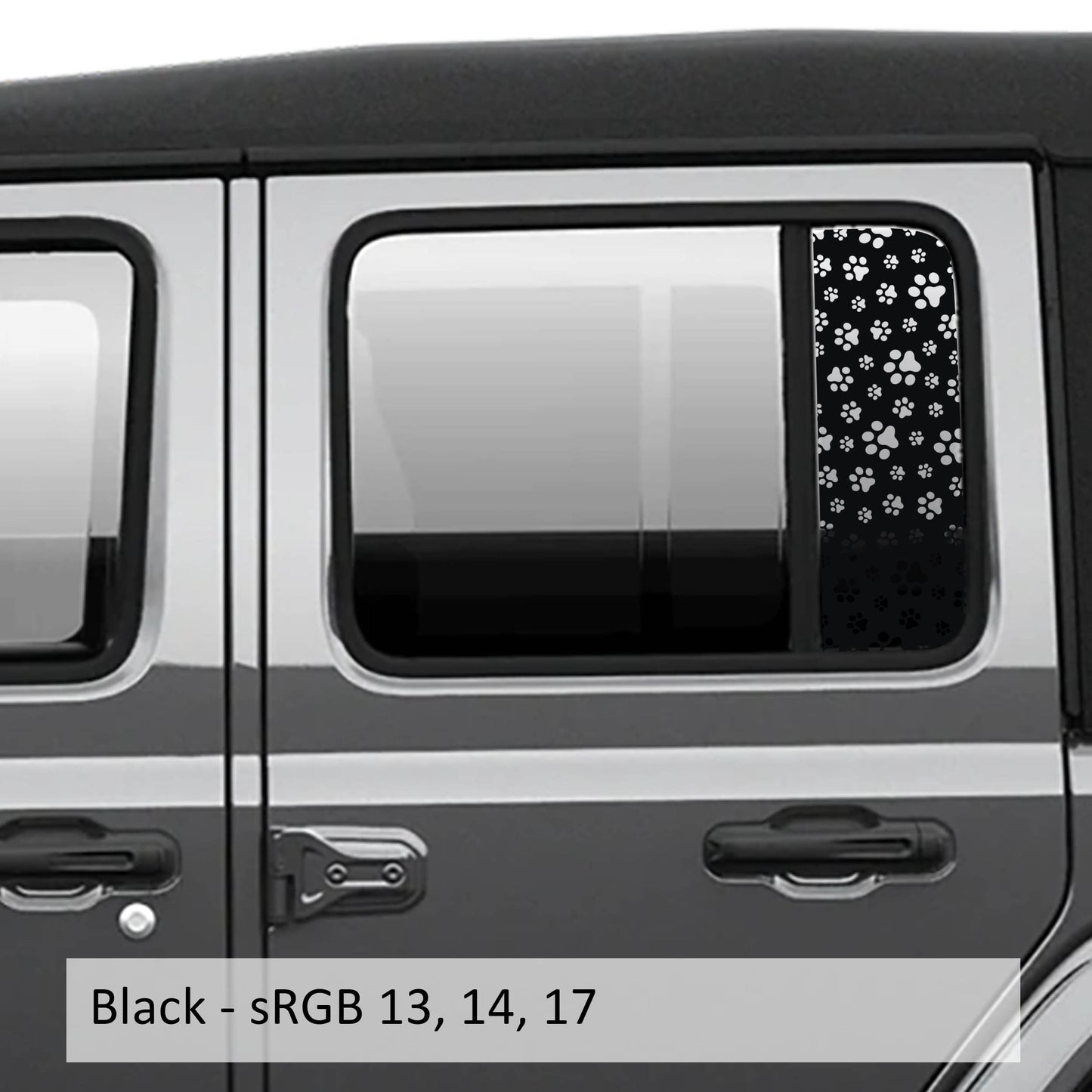 Dog Paw Print Pattern Side Window Vinyl Decal Set - Fits Jeep Wrangler JL 2018+/Fits Jeep Gladiator JT 2020+