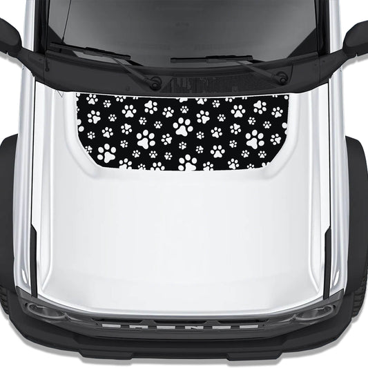 Dog Paw Print Blackout Hood Vinyl Decal Fits Ford Bronco 2021+
