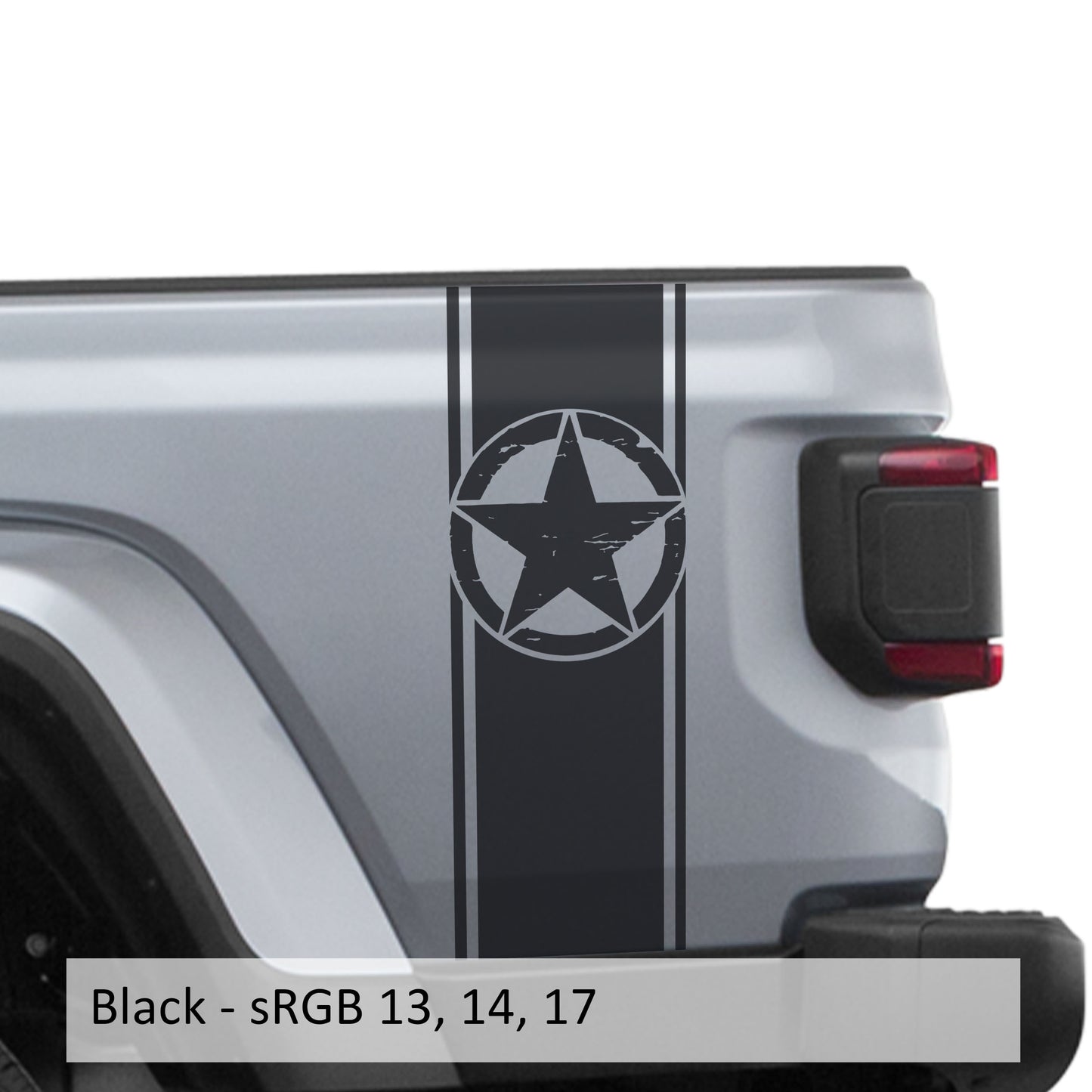 Distressed Alpha Romeo Star Bedside Stripe Graphic Decal Set - Fits Jeep Wrangler JL/Jeep Gladiator JT 2018+