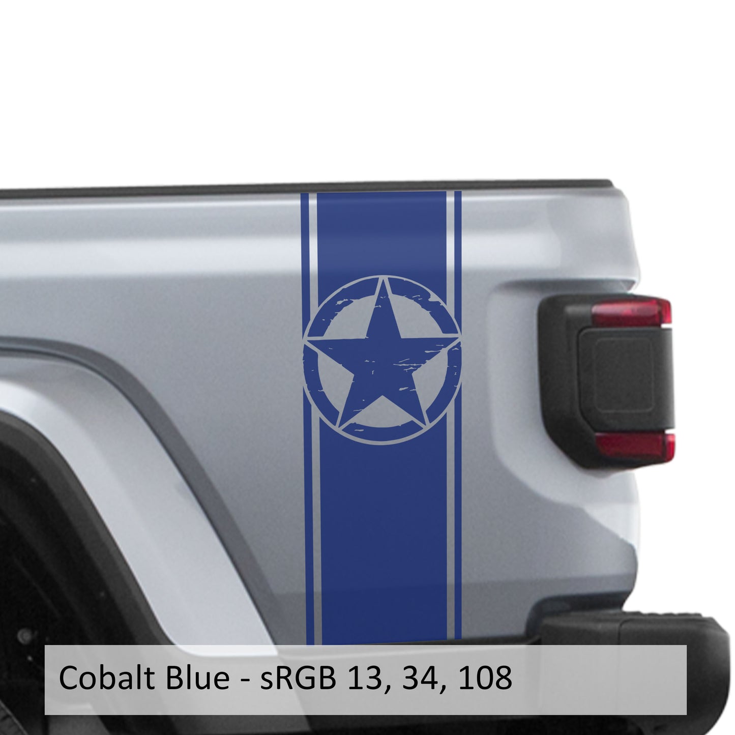 Distressed Alpha Romeo Star Bedside Stripe Graphic Decal Set - Fits Jeep Wrangler JL/Jeep Gladiator JT 2018+