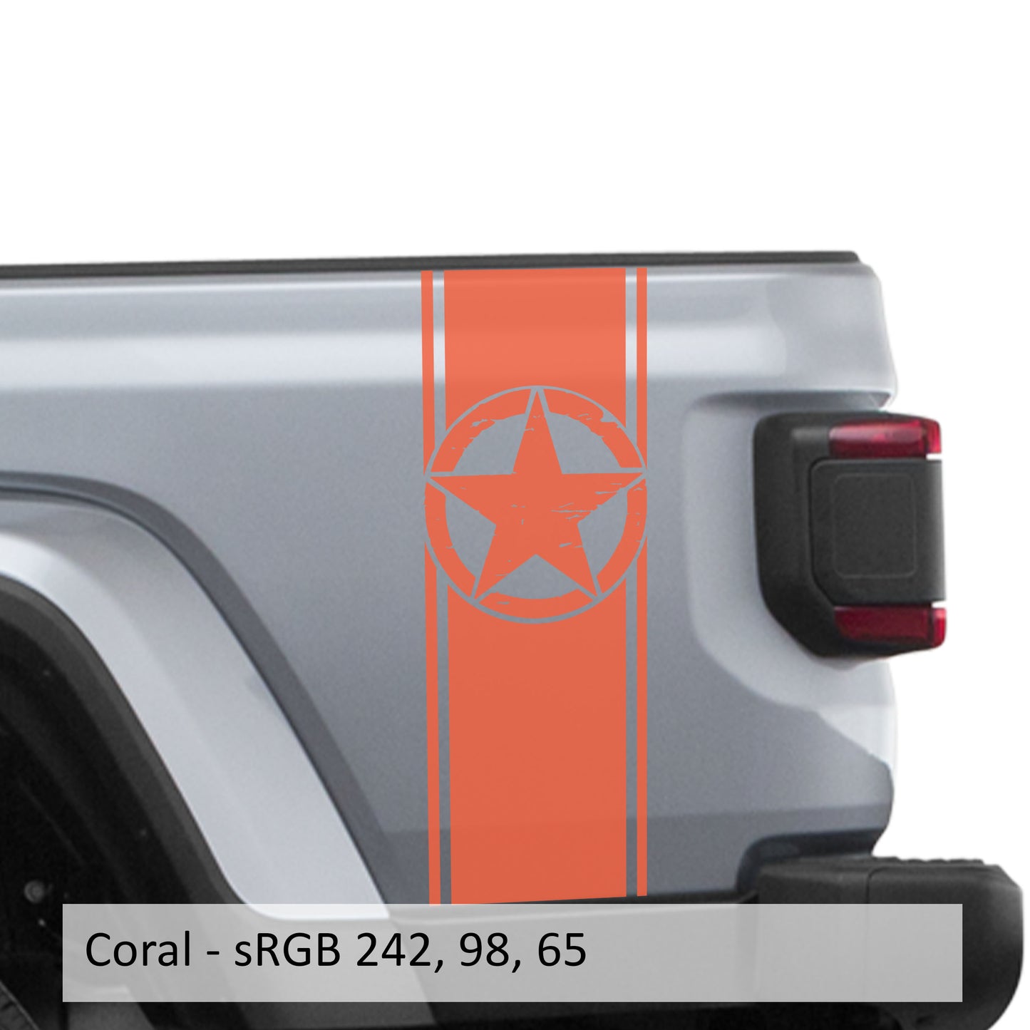 Distressed Alpha Romeo Star Bedside Stripe Graphic Decal Set - Fits Jeep Wrangler JL/Jeep Gladiator JT 2018+