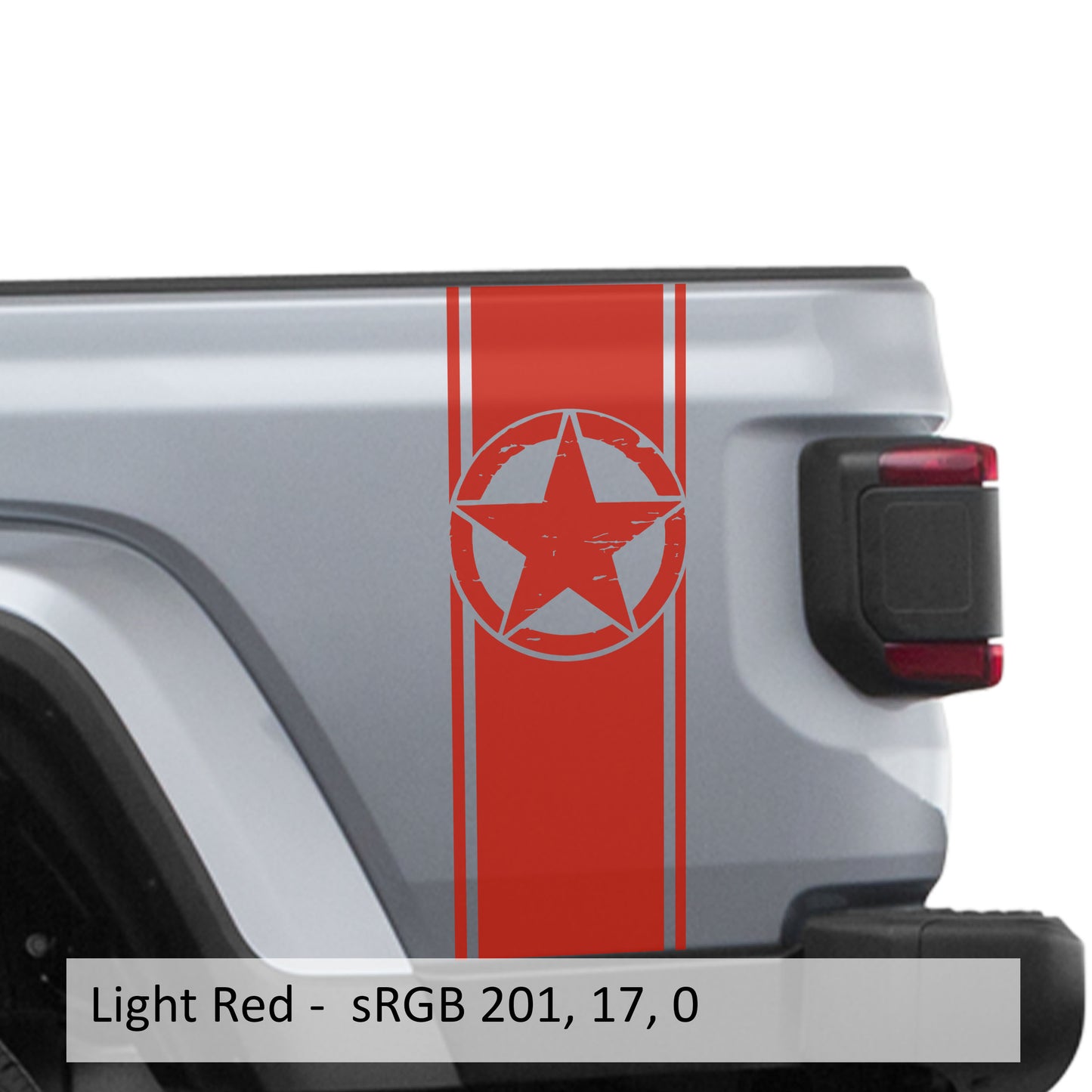 Distressed Alpha Romeo Star Bedside Stripe Graphic Decal Set - Fits Jeep Wrangler JL/Jeep Gladiator JT 2018+
