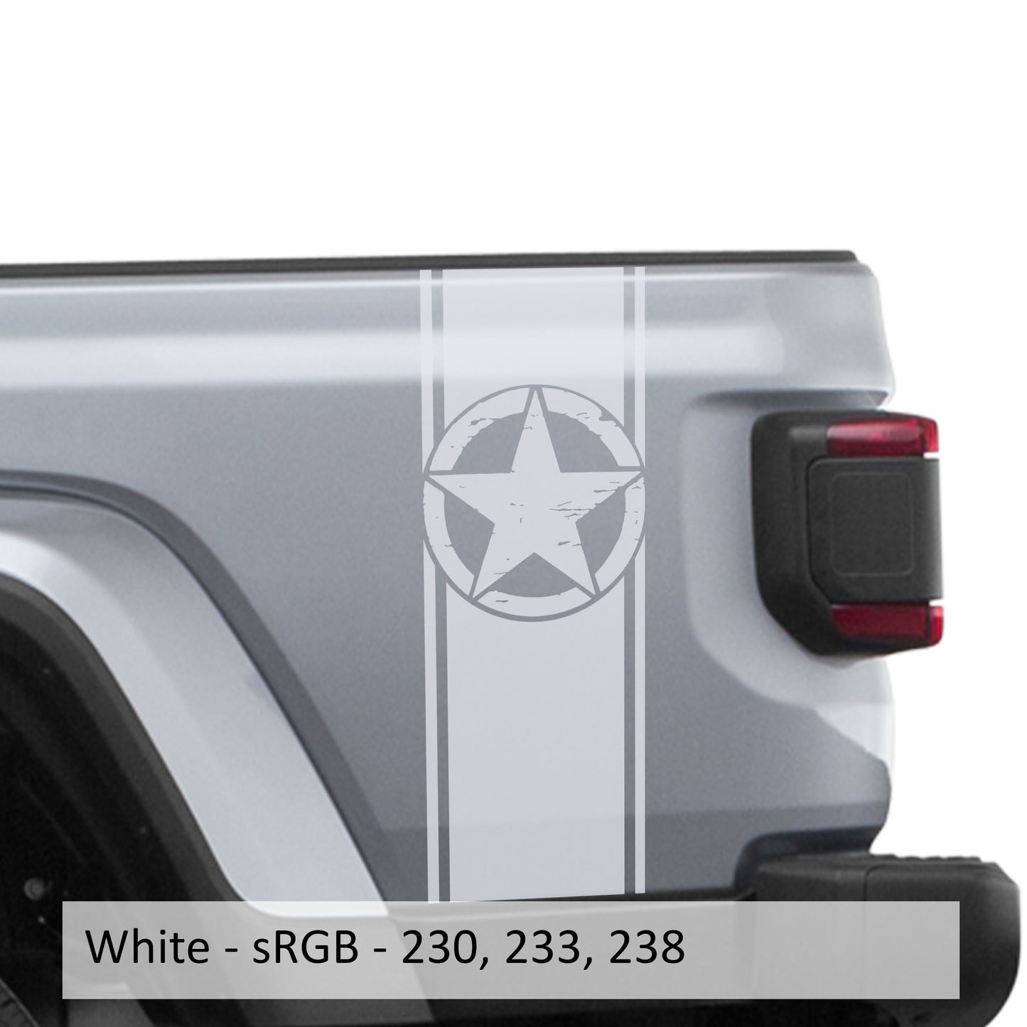 Distressed Alpha Romeo Star Bedside Stripe Graphic Decal Set - Fits Jeep Wrangler JL/Jeep Gladiator JT 2018+