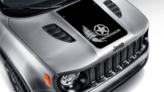 BU Distressed Alpha Romeo Star w/ Trees Blackout Hood Vinyl Decal