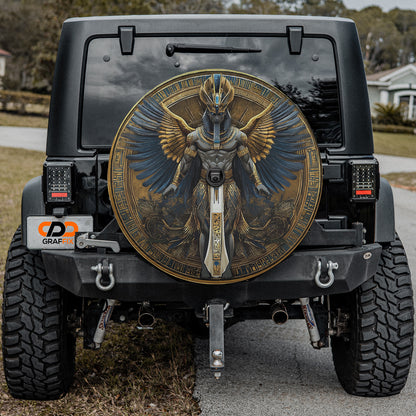 a black jeep with an egyptian god painted on it