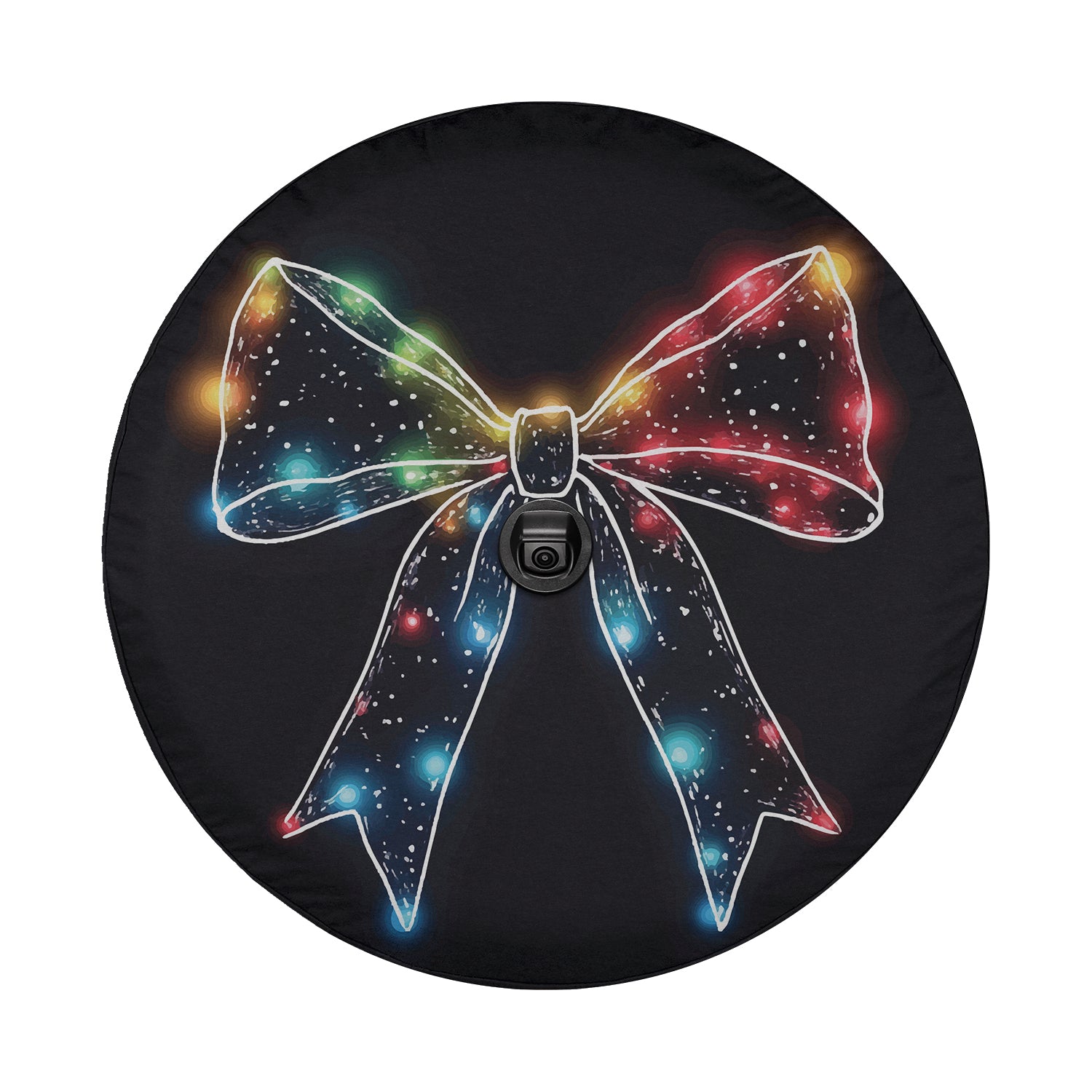 a colorful bow on a black background