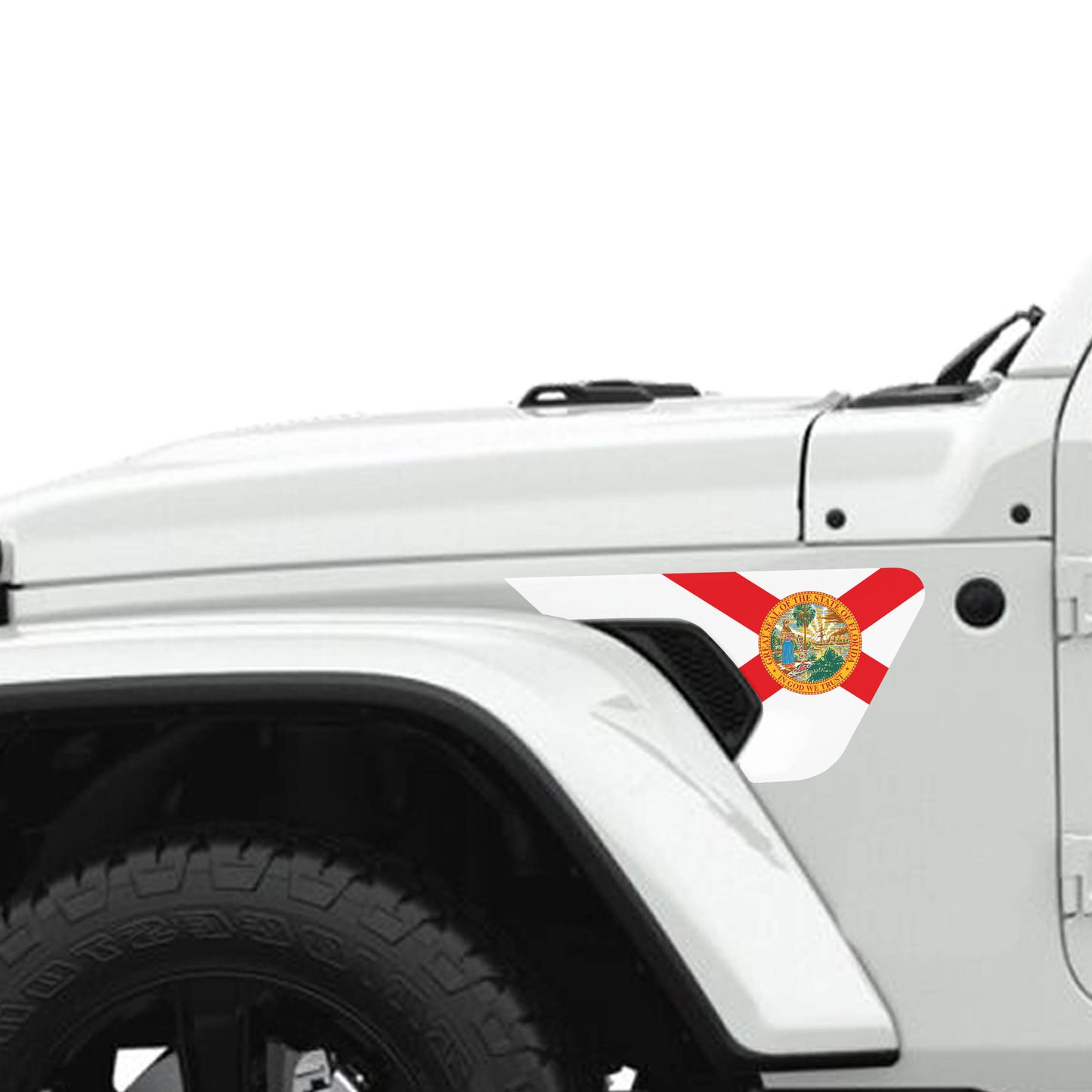 Florida State Flag 2pc Vinyl Fender Decal - Fits Jeep Wrangler JL/Jeep Gladiator JT 2018+