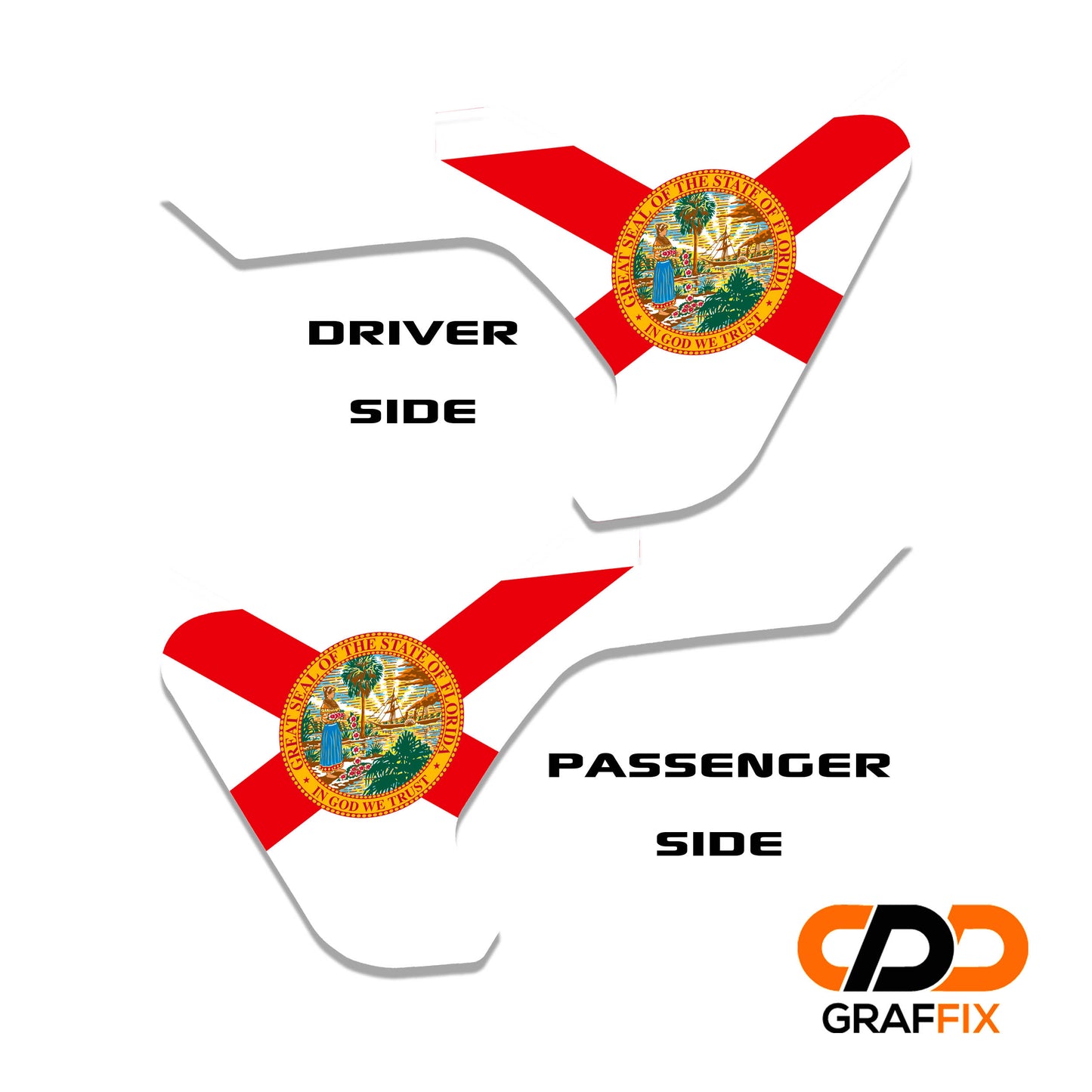 Florida State Flag 2pc Vinyl Fender Decal - Fits Jeep Wrangler JL/Jeep Gladiator JT 2018+