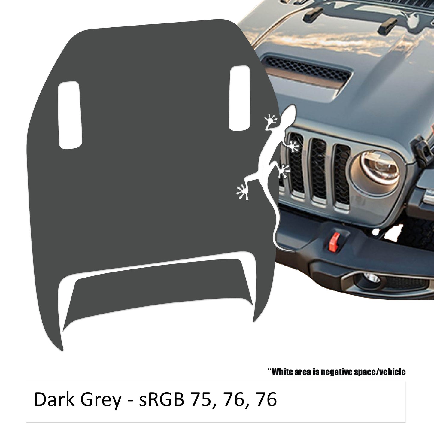 Crawling Gecko Lizard Clawed Foot Hood Decal - Fits 2018+ Wrangler JL 392 Gladiator JT Mojave