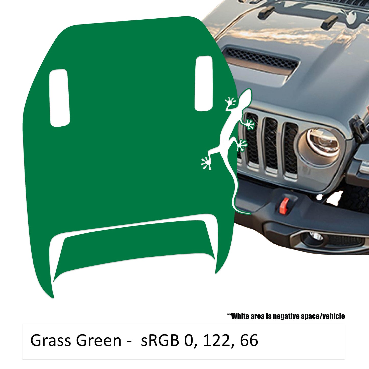 Crawling Gecko Lizard Clawed Foot Hood Decal - Fits 2018+ Wrangler JL 392 Gladiator JT Mojave