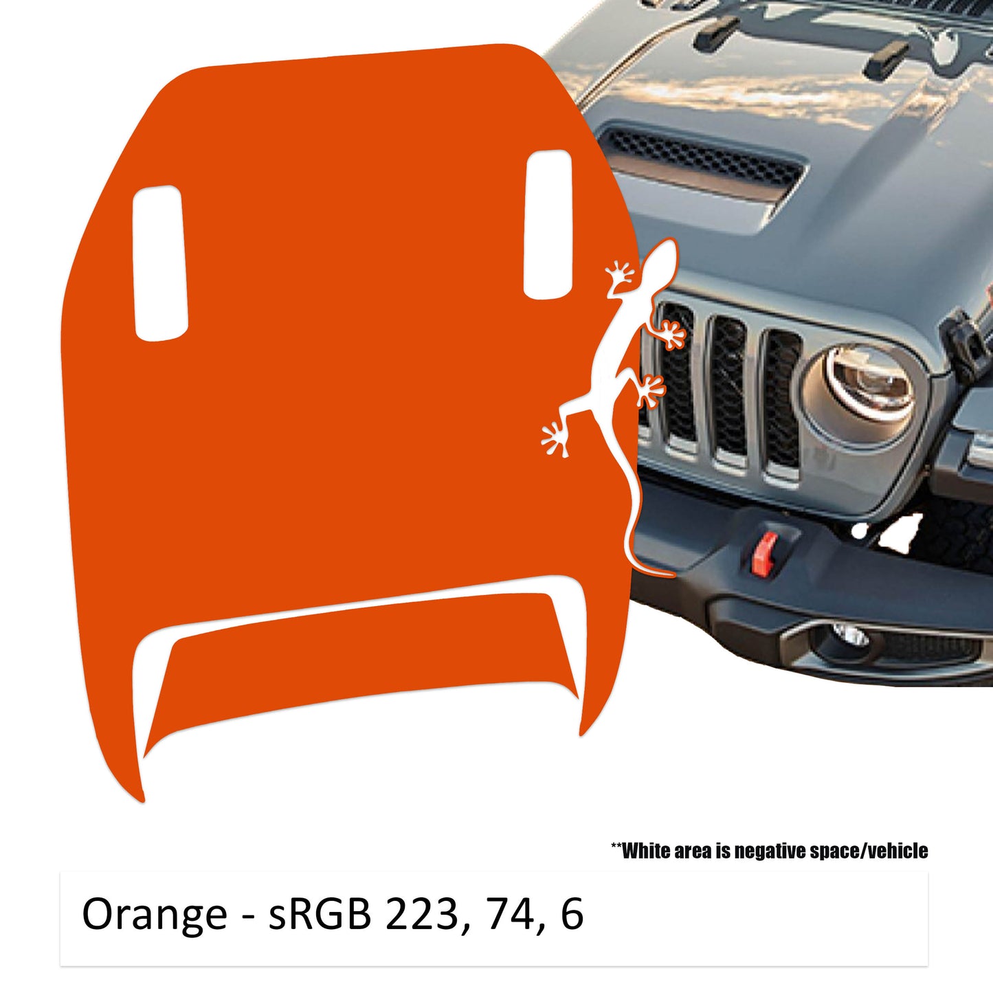 Crawling Gecko Lizard Clawed Foot Hood Decal - Fits 2018+ Wrangler JL 392 Gladiator JT Mojave