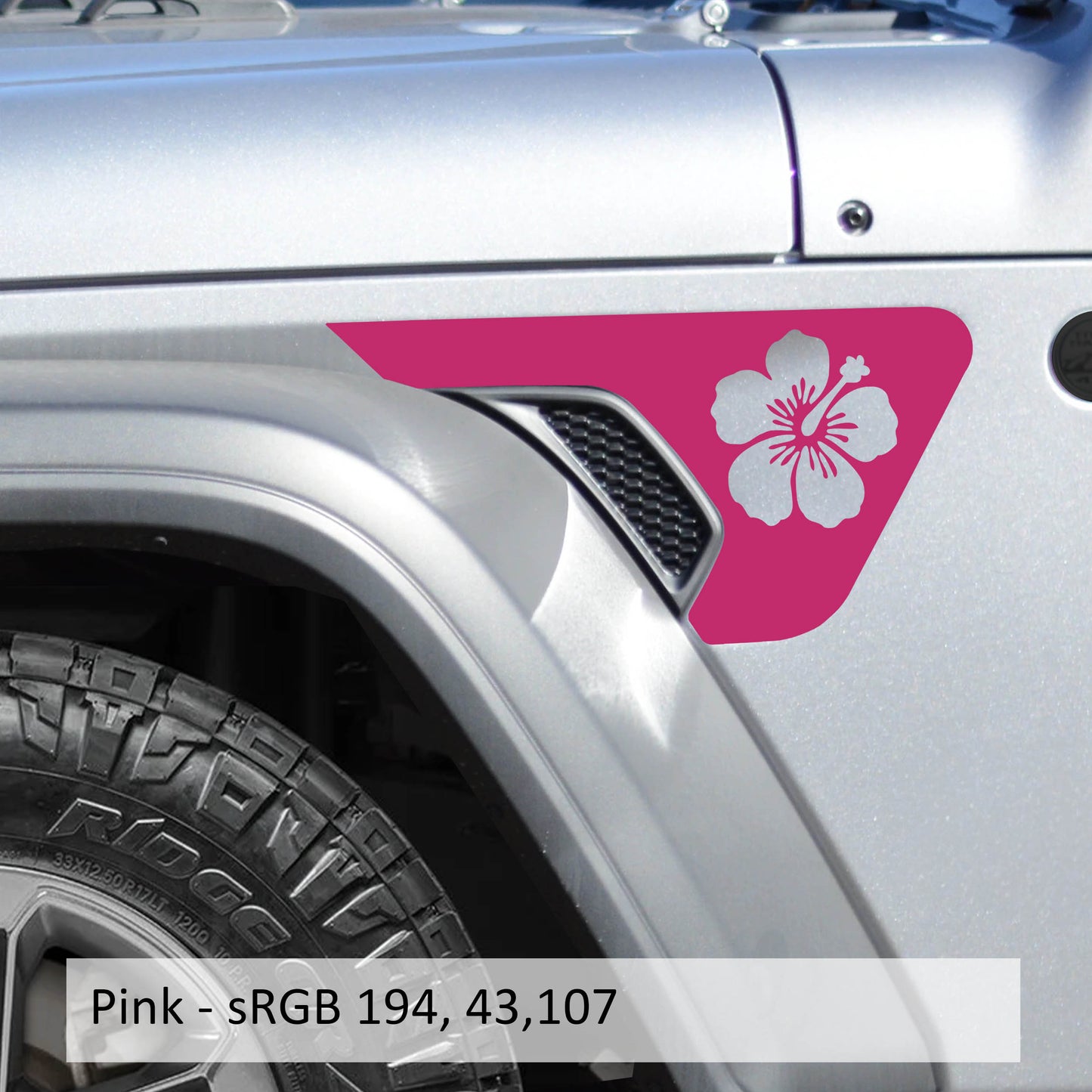 Hawaiian Hibiscus Flower Fender Vent Vinyl Transfer Decal - Fits Jeep Wrangler JL/Jeep Gladiator JT 2018+