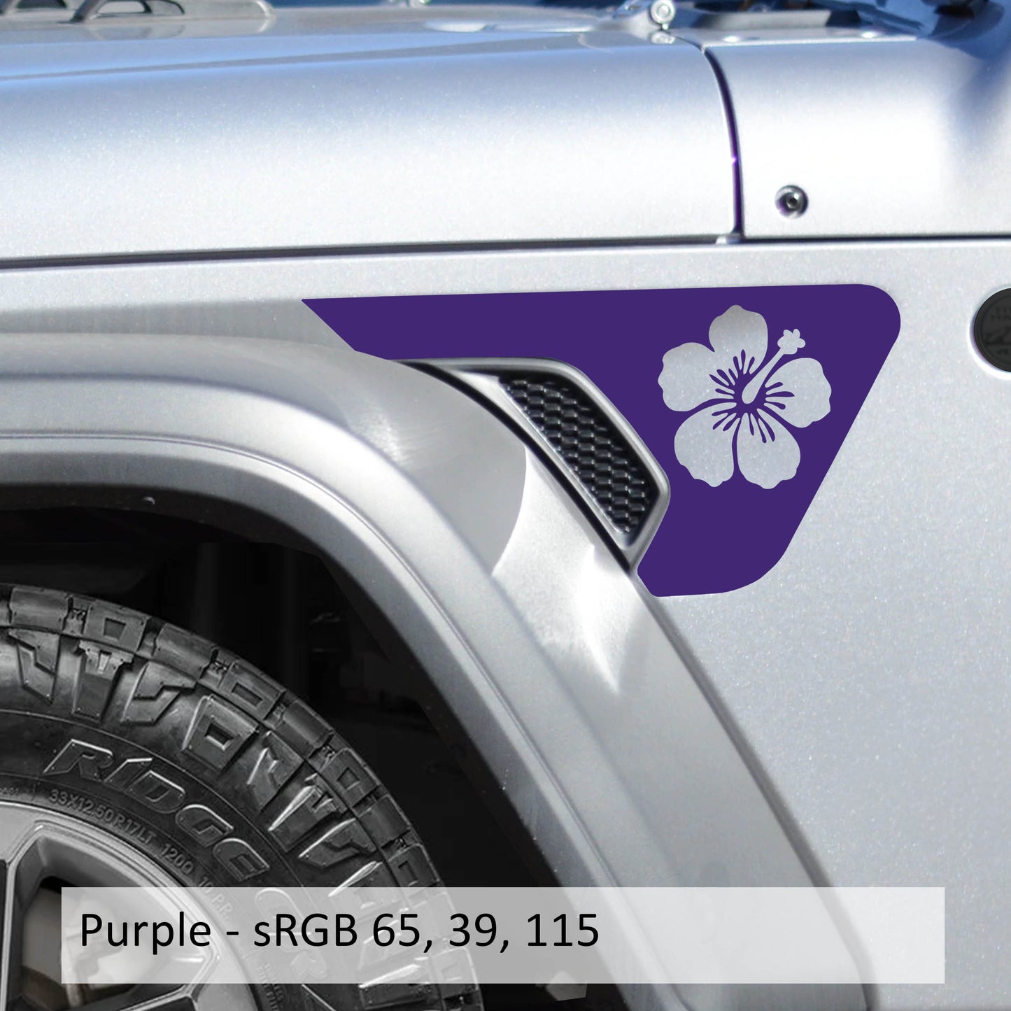 Hawaiian Hibiscus Flower Fender Vent Vinyl Transfer Decal - Fits Jeep Wrangler JL/Jeep Gladiator JT 2018+
