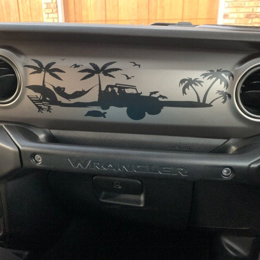 JL/JT Dashboard Beach Scene Vinyl Decal  - Fits 2018+ Jeep Wrangler JL/Jeep Gladiator JT