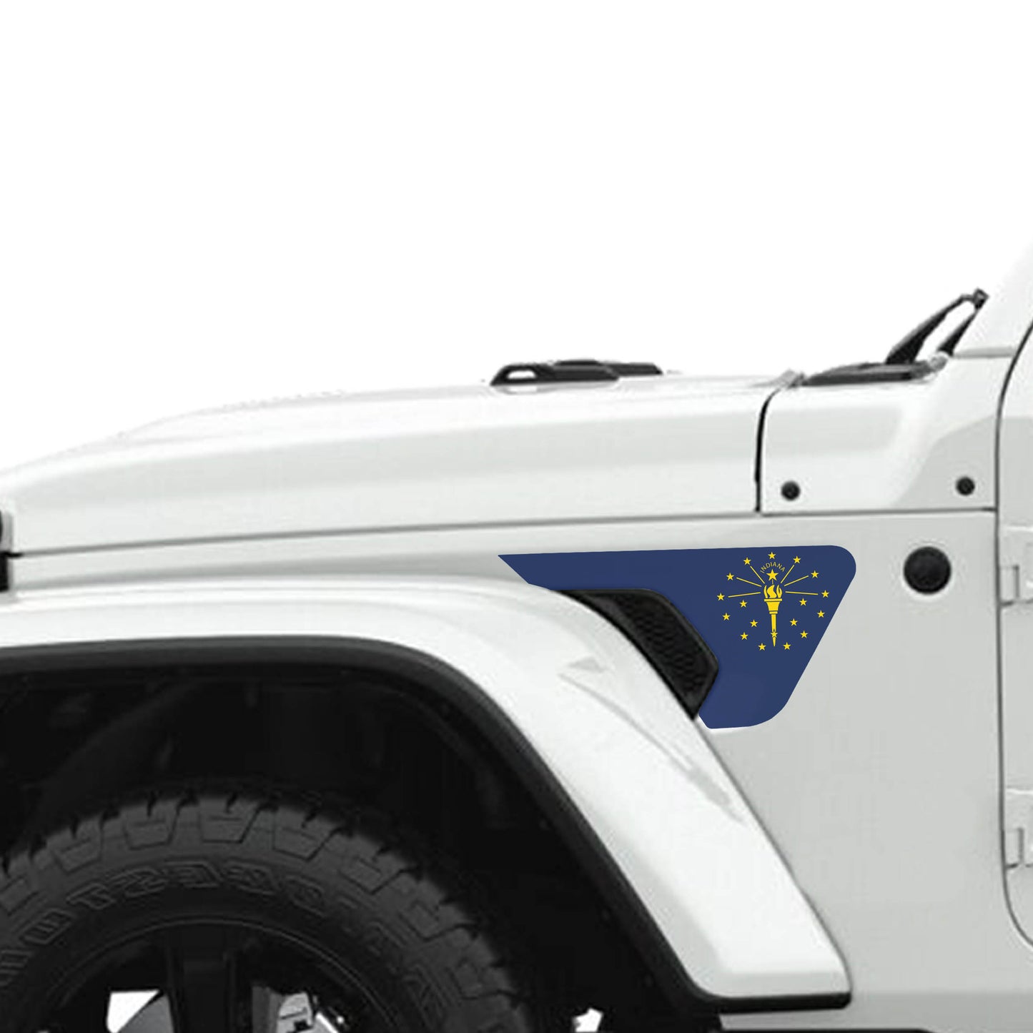 Indiana State Flag 2pc Vinyl Fender Decal - Fits Jeep Wrangler JL/Jeep Gladiator JT 2018+