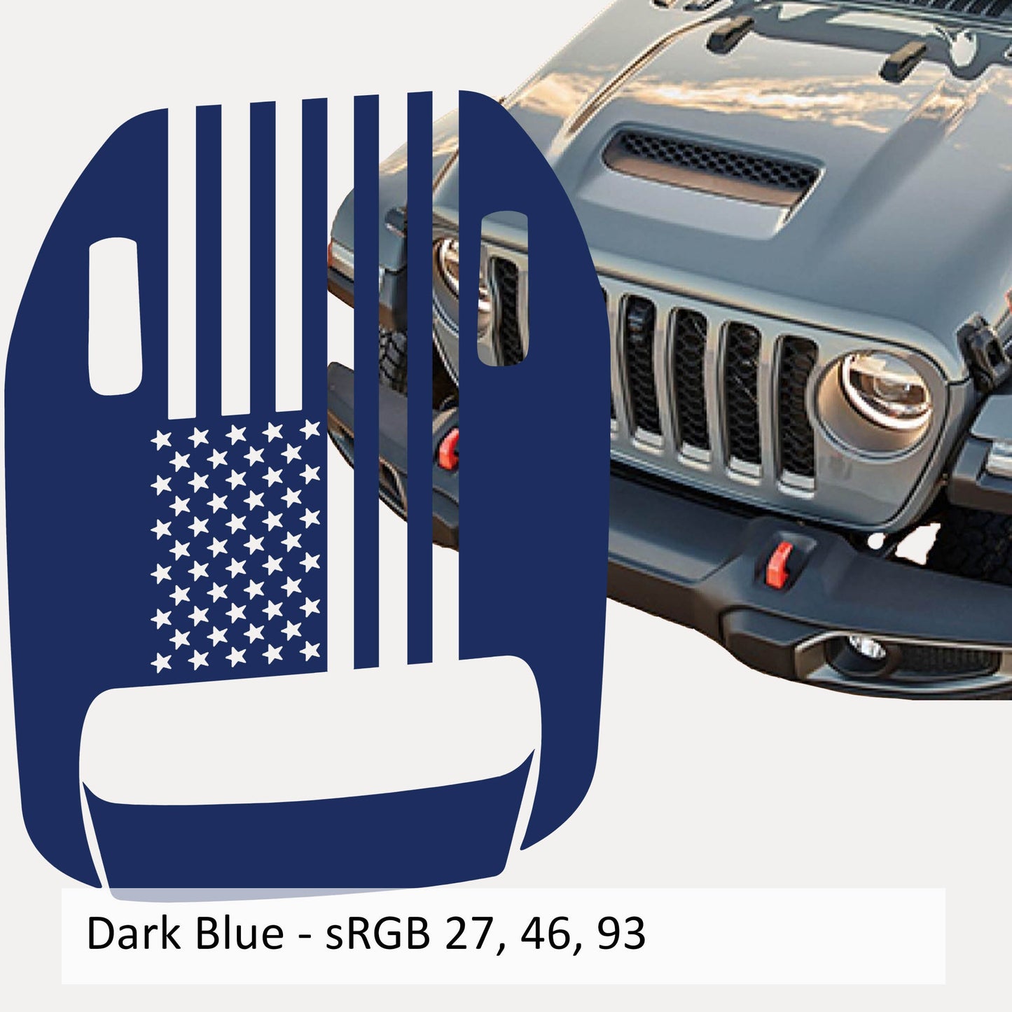 American Flag Clawed Foot Hood Vinyl Hood Decal Set