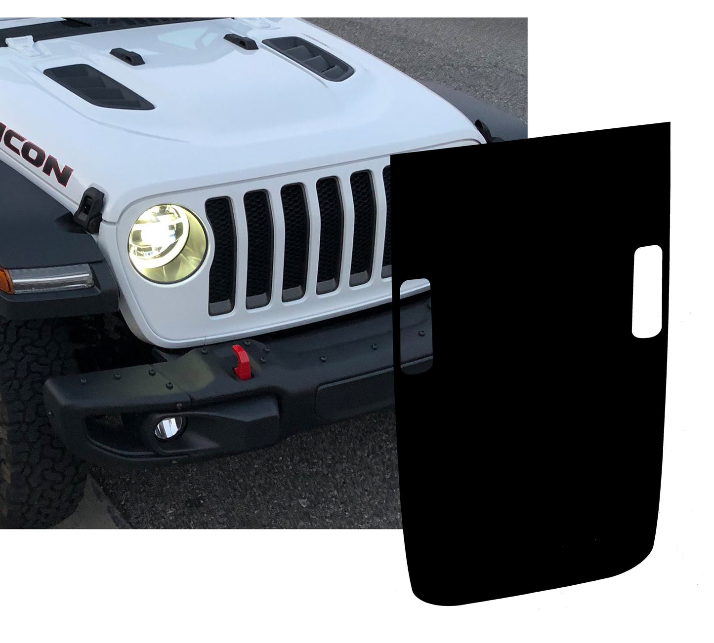 Power-Dome Blackout Vinyl Hood Transfer Decal For Jeep Wrangler JL and Gladiator JT Rubicon 2018 and Newer Custom Off-Road Design