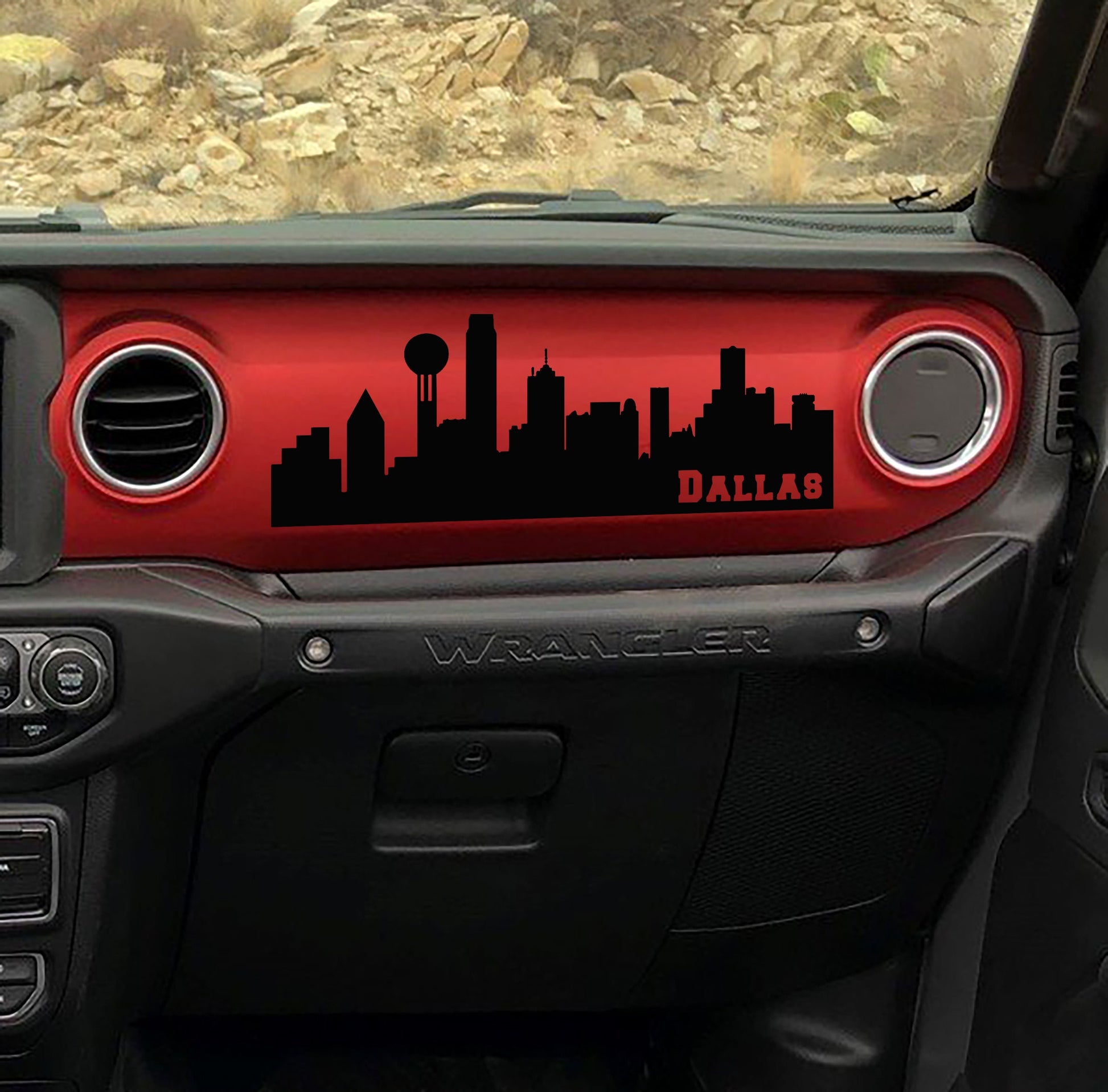 City Skyline Silhouette Dashboard Vinyl Decal - Fits 2018+ Jeep Wrangler JL/Jeep Gladiator JT