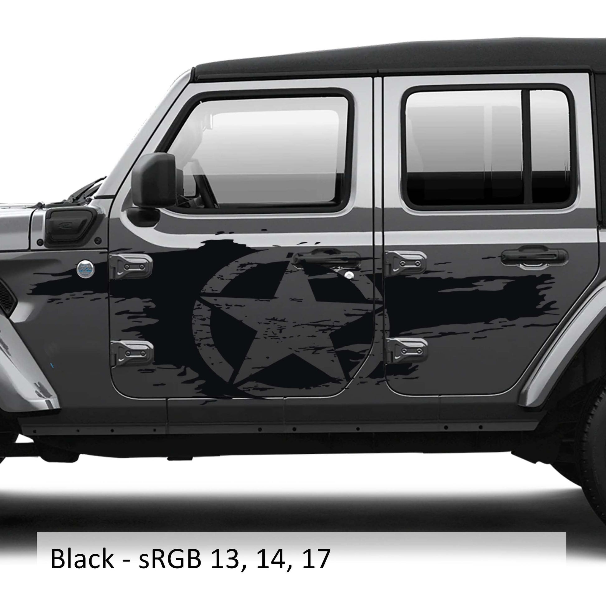 Distressed Alpha Romeo Star Bodyside Graphic Vinyl Decal Kit - Fits 2018+ Jeep Wrangler Gladiator JT