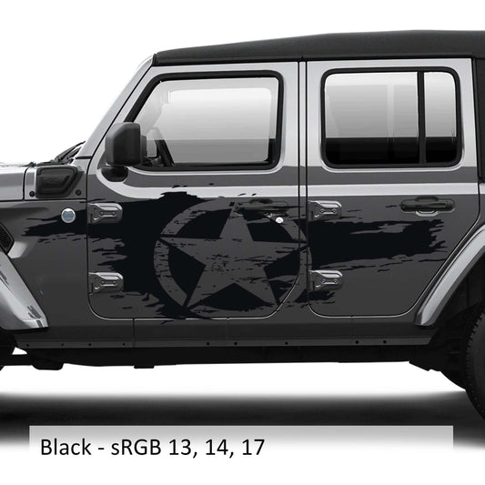Distressed Alpha Romeo Star Bodyside Graphic Vinyl Decal Kit - Fits 2018+ Jeep Wrangler Gladiator JT