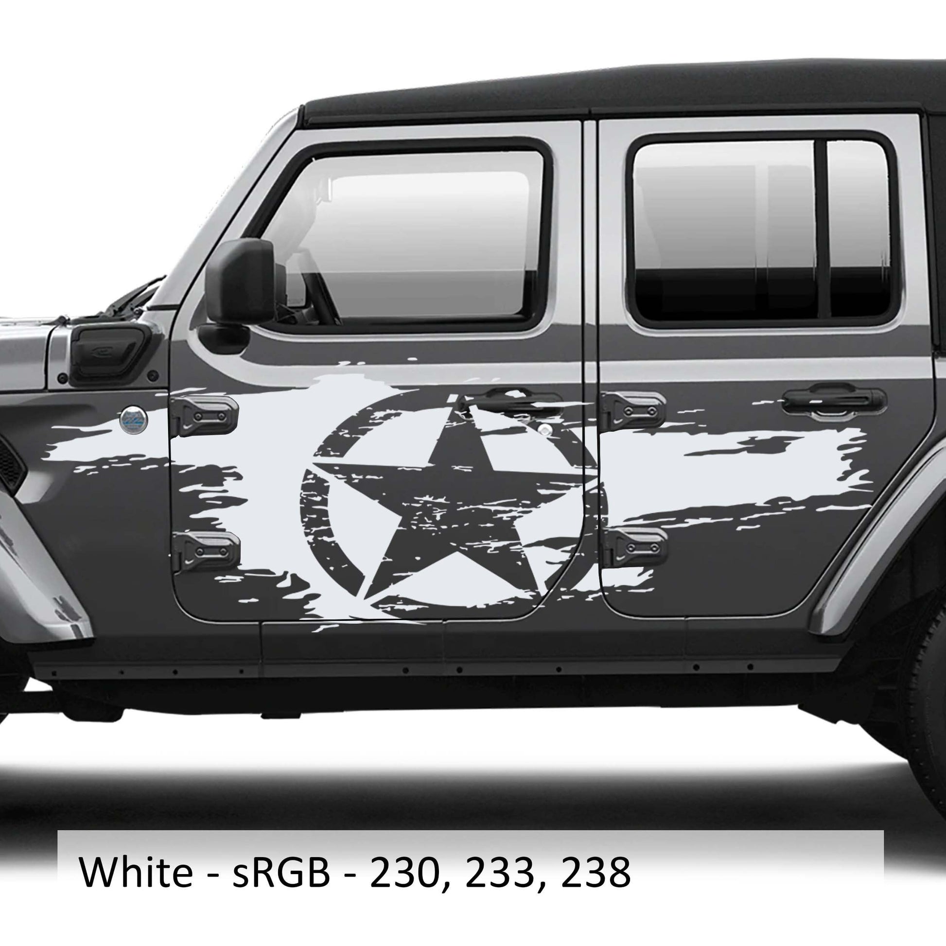 Distressed Alpha Romeo Star Bodyside Graphic Vinyl Decal Kit - Fits 2018+ Jeep Wrangler Gladiator JT