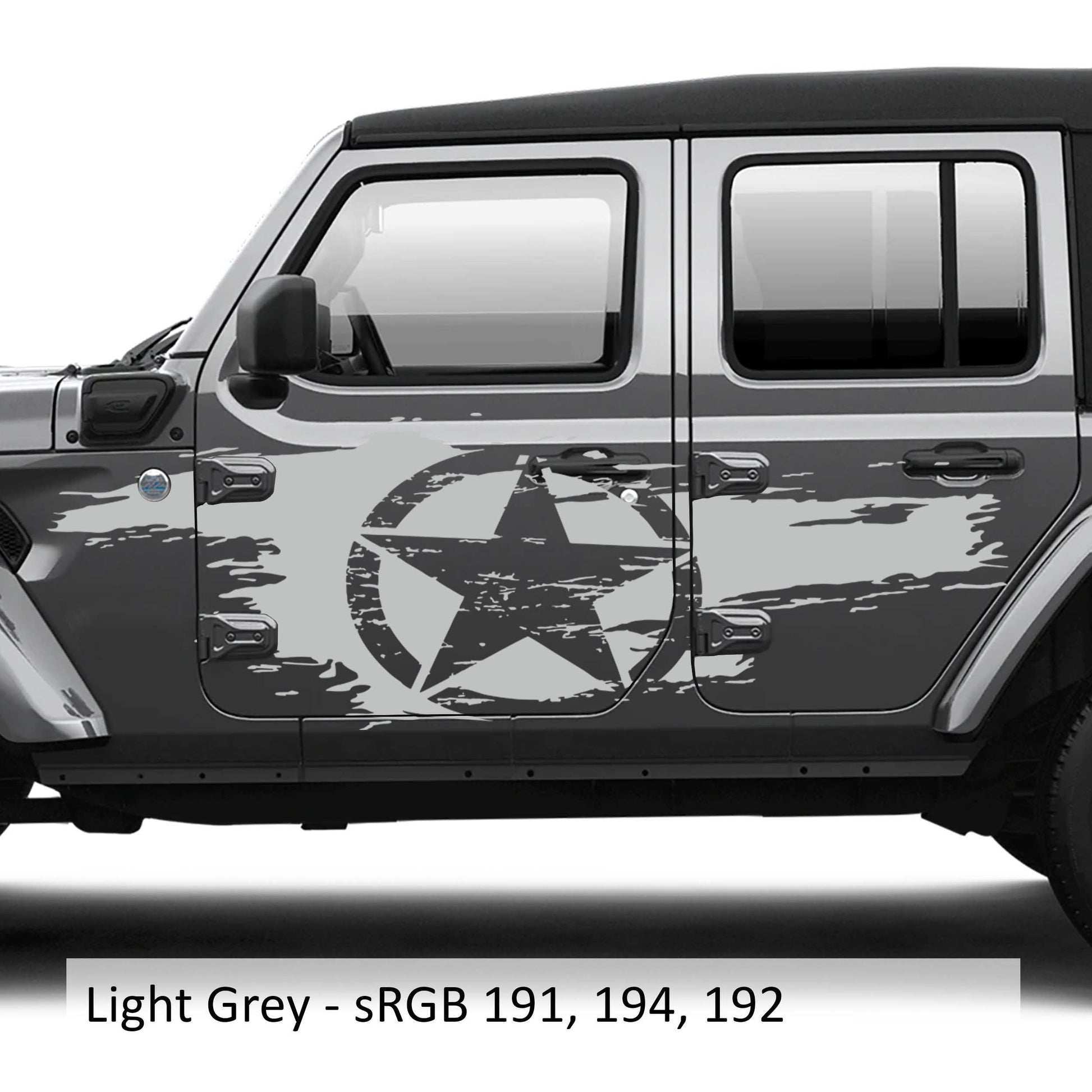 Distressed Alpha Romeo Star Bodyside Graphic Vinyl Decal Kit - Fits 2018+ Jeep Wrangler Gladiator JT