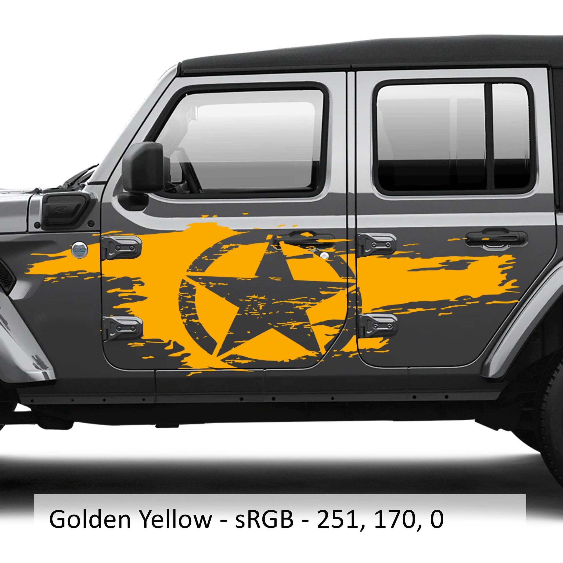 Distressed Alpha Romeo Star Bodyside Graphic Vinyl Decal Kit - Fits 2018+ Jeep Wrangler Gladiator JT