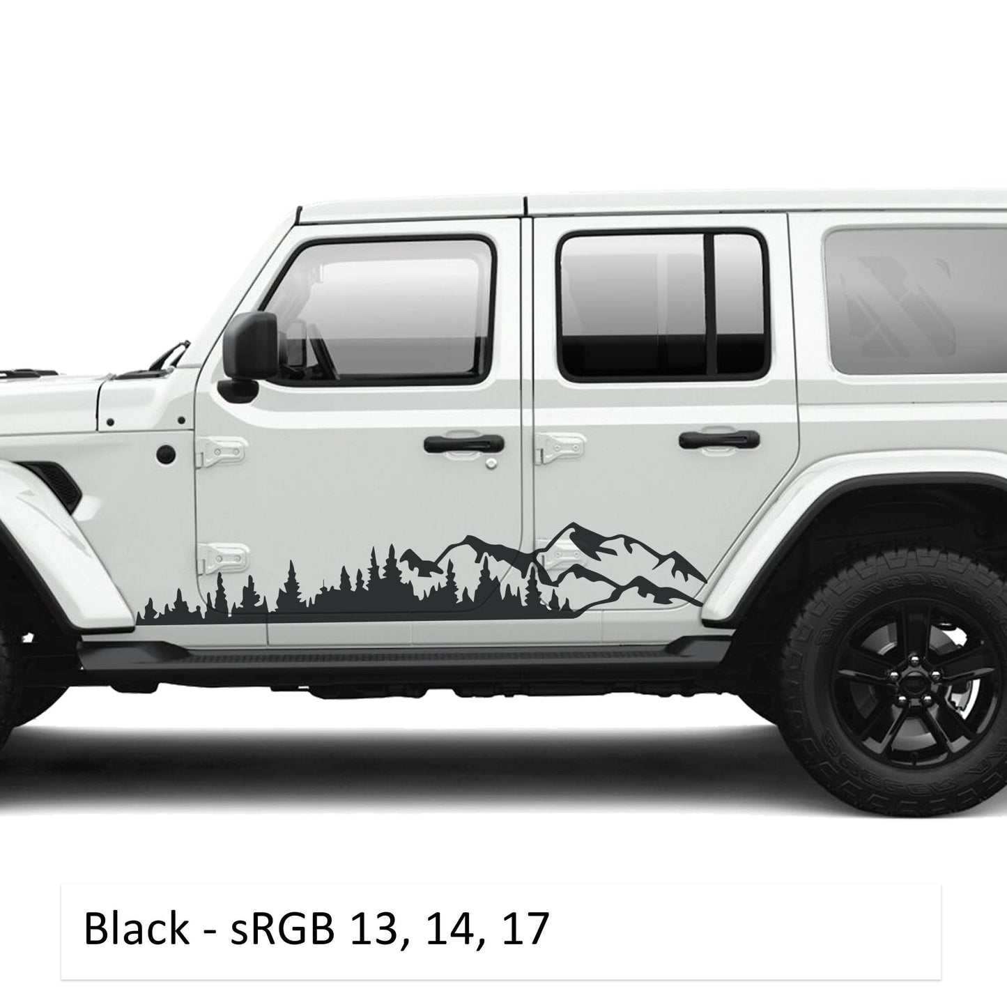 Mountain Forest 2Pcs JLU Lower Rocker Vinyl Transfer Decal Fits Jeep Wrangler JLU 4 Door 2018 and Newer Model