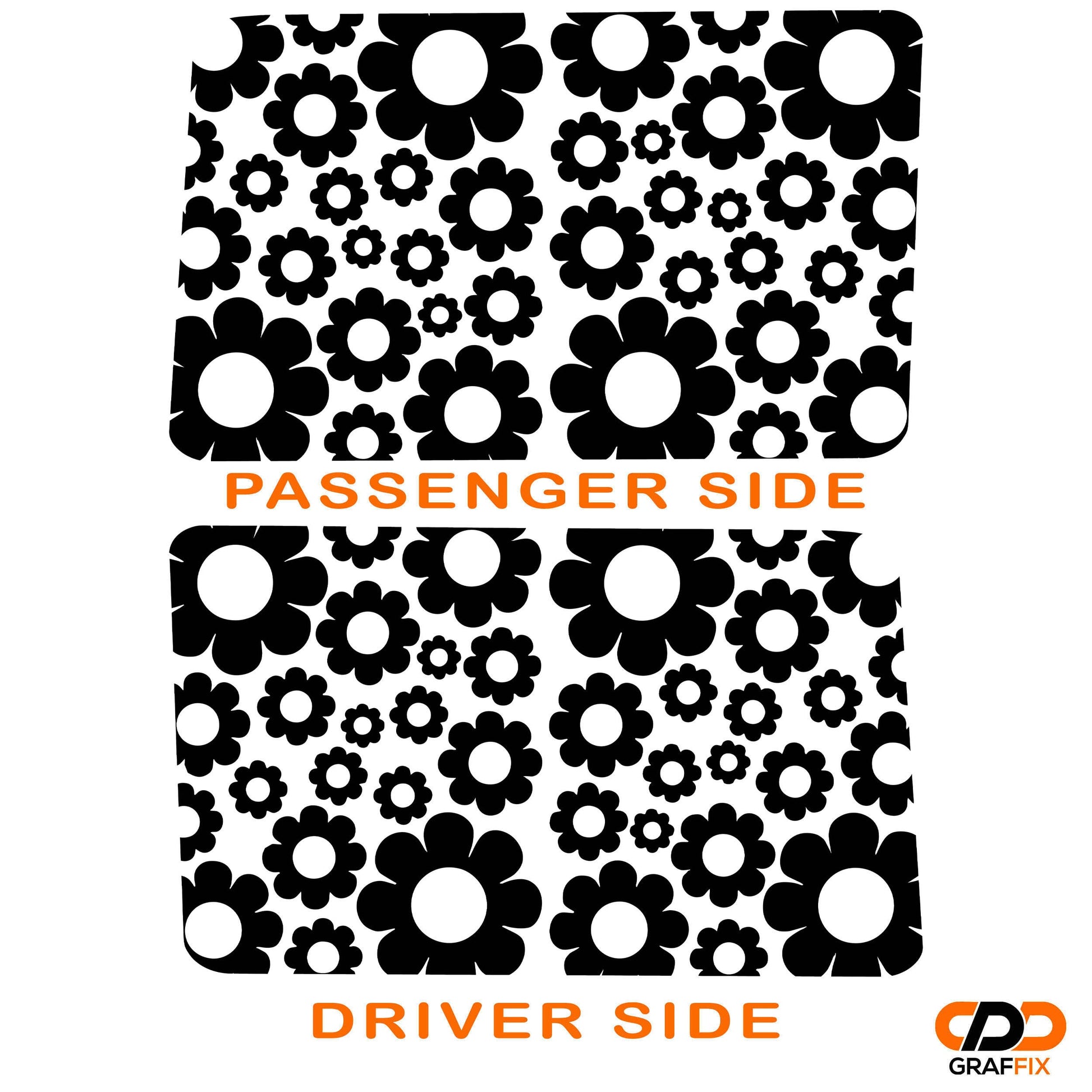 Daisy Pattern Hardtop Window Decal Set - Fits Jeep Wrangler JLU 2018+