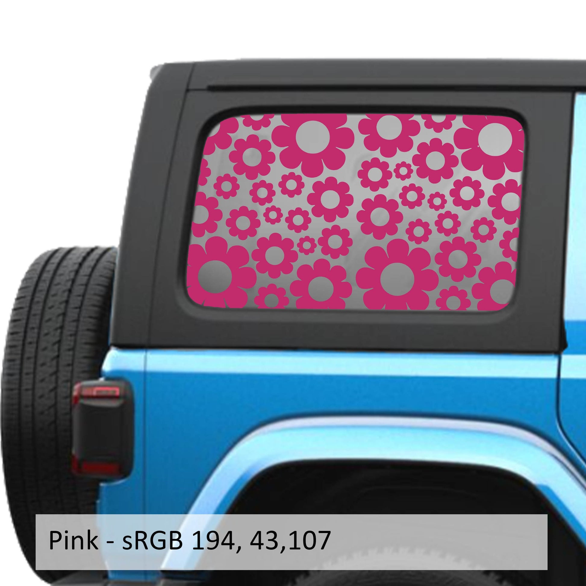 Daisy Pattern Hardtop Window Decal Set - Fits Jeep Wrangler JLU 2018+