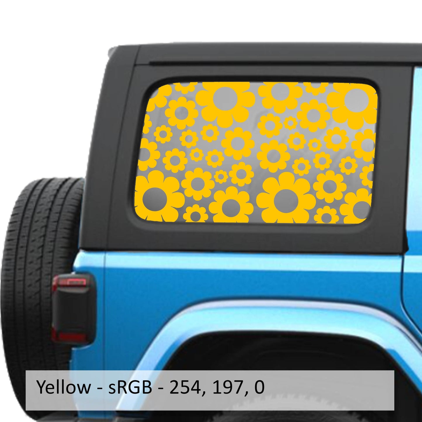 Daisy Pattern Hardtop Window Decal Set - Fits Jeep Wrangler JLU 2018+