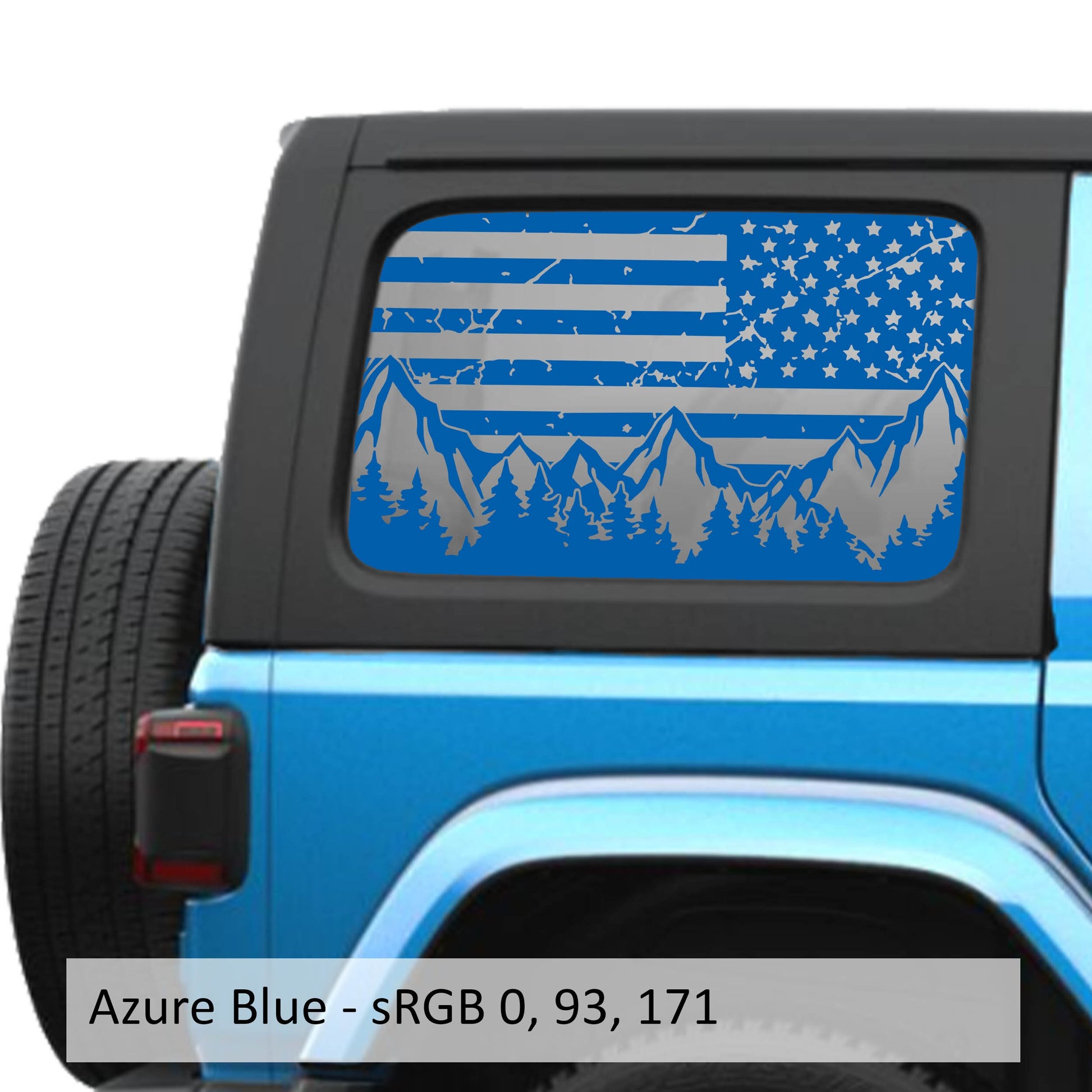 American Flag Mountain Trees Hardtop Window Decal Set Patriotic Graphic for Jeep Wrangler JLU 2018 and Newer Durable Outdoor Design