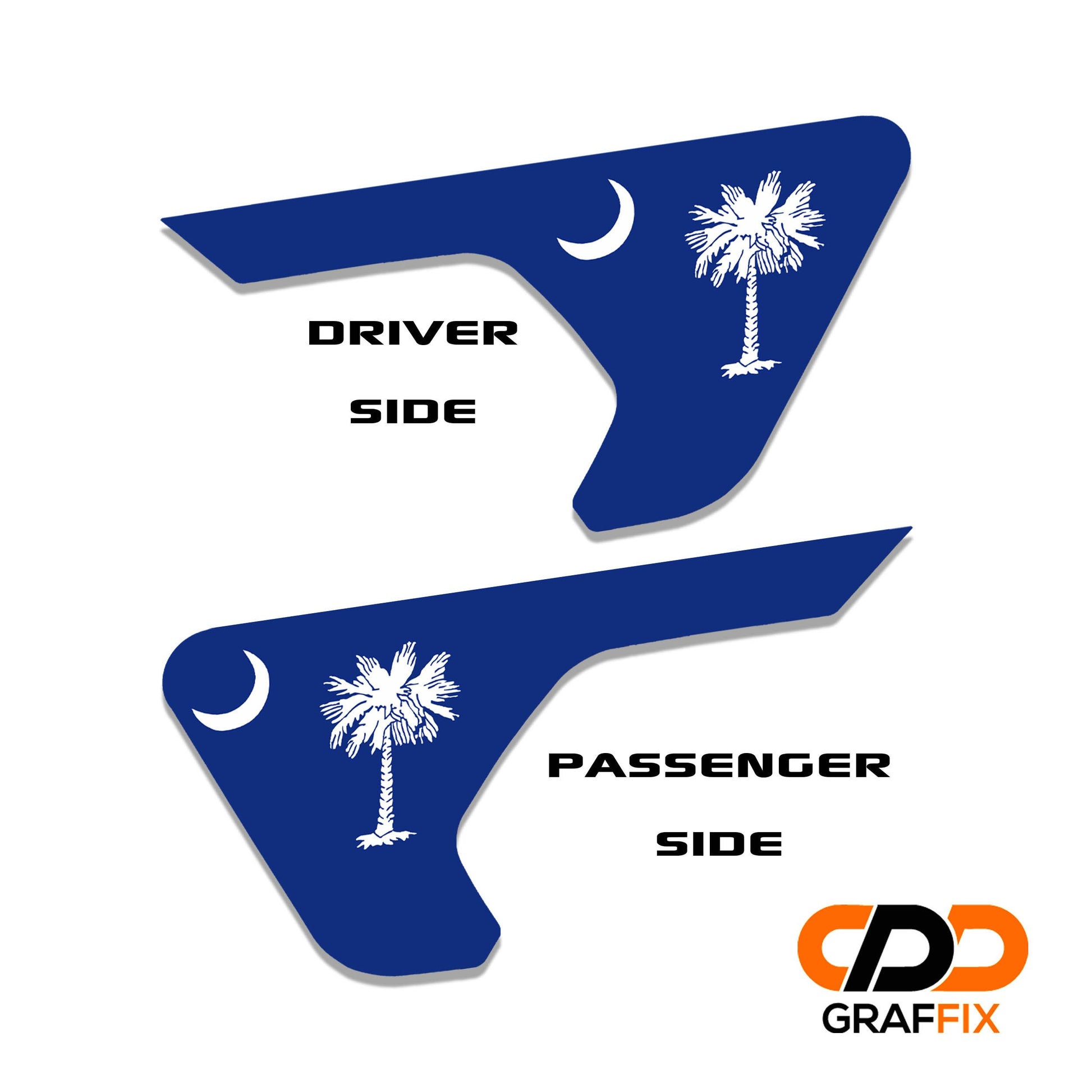 South Carolina State Flag 2pc Vinyl Fender Decal Set - Fits Jeep Wrangler JL/Jeep Gladiator JT 2018+