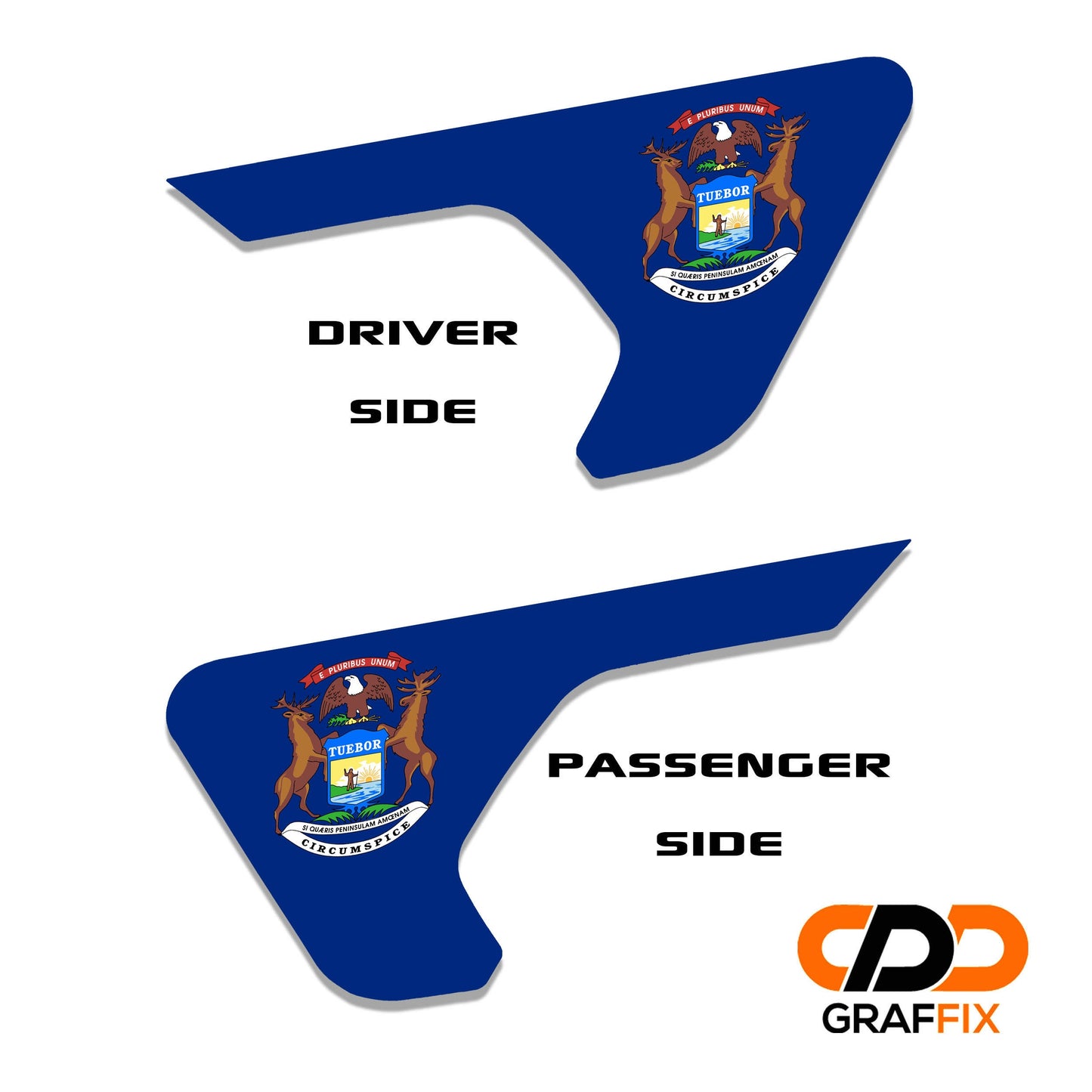 Michigan State Flag 2pc Vinyl Fender Decal Set - Fits Jeep Wrangler JL/Jeep Gladiator JT 2018+