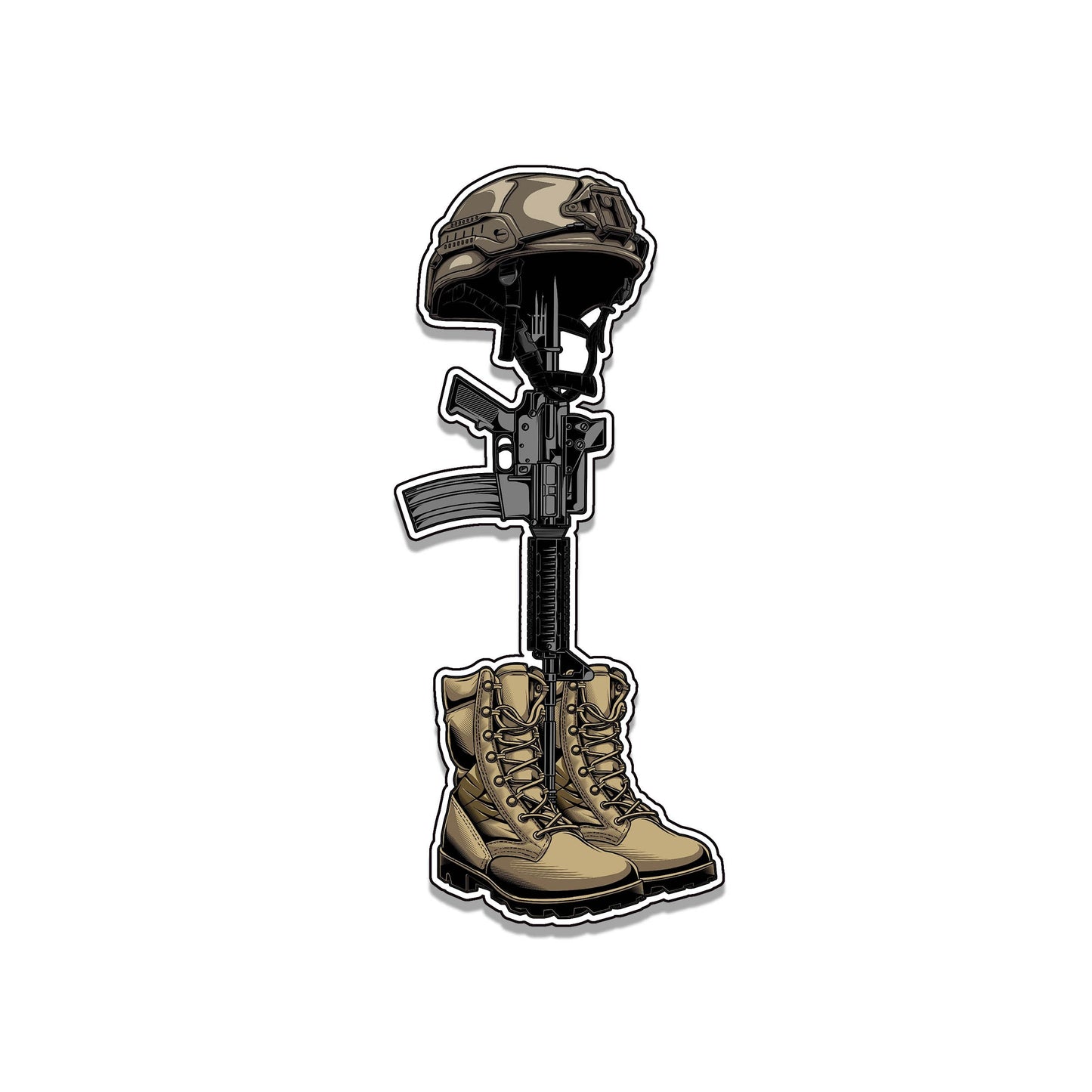 Fallen Soldier Memorial Cross Vinyl Sticker | Patriotic Military Tribute Decal for Car, Laptop, Window, Tumbler | Veteran Remembrance Gift