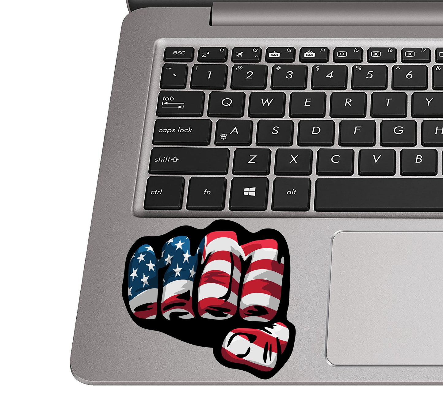 American Flag Fist Vinyl Decal | Patriotic USA Sticker for Car, Bumper, Laptop, Window, Tumbler | Red White & Blue Waterproof Art