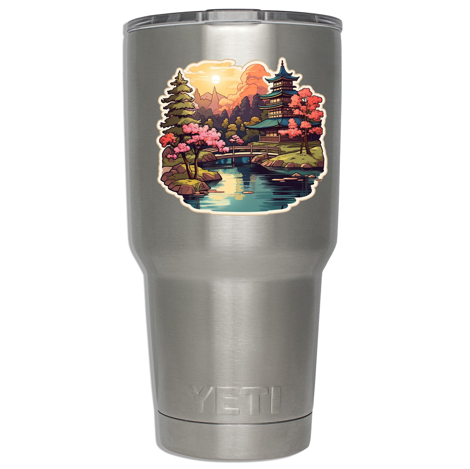 Japanese Garden Vinyl Sticker | Serene Aesthetic Travel Decal for Laptop, Suitcase, Water Bottle, Car, Luggage Tag, Gift for Nature Lovers