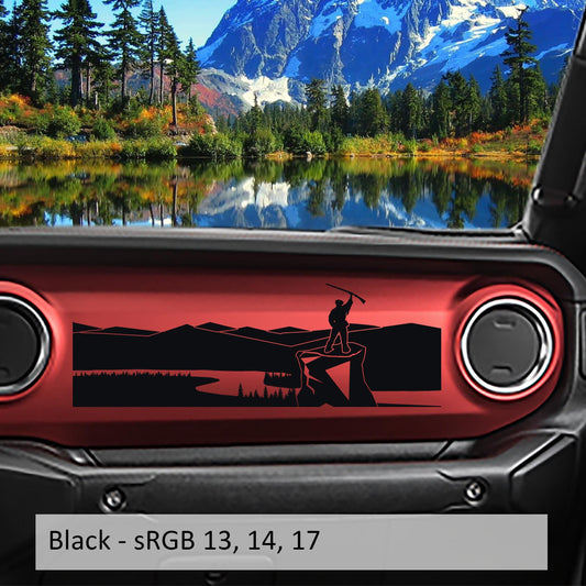 Mountaineer River View Dashboard Decal | Fits Jeep Wrangler JL & Gladiator JT | Vinyl Nature Overlay for Jeep Interior