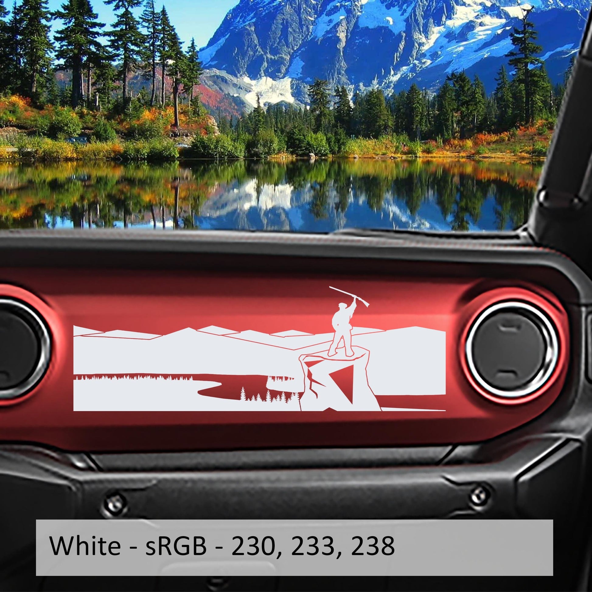 Mountaineer River View Dashboard Decal | Fits Jeep Wrangler JL & Gladiator JT | Vinyl Nature Overlay for Jeep Interior