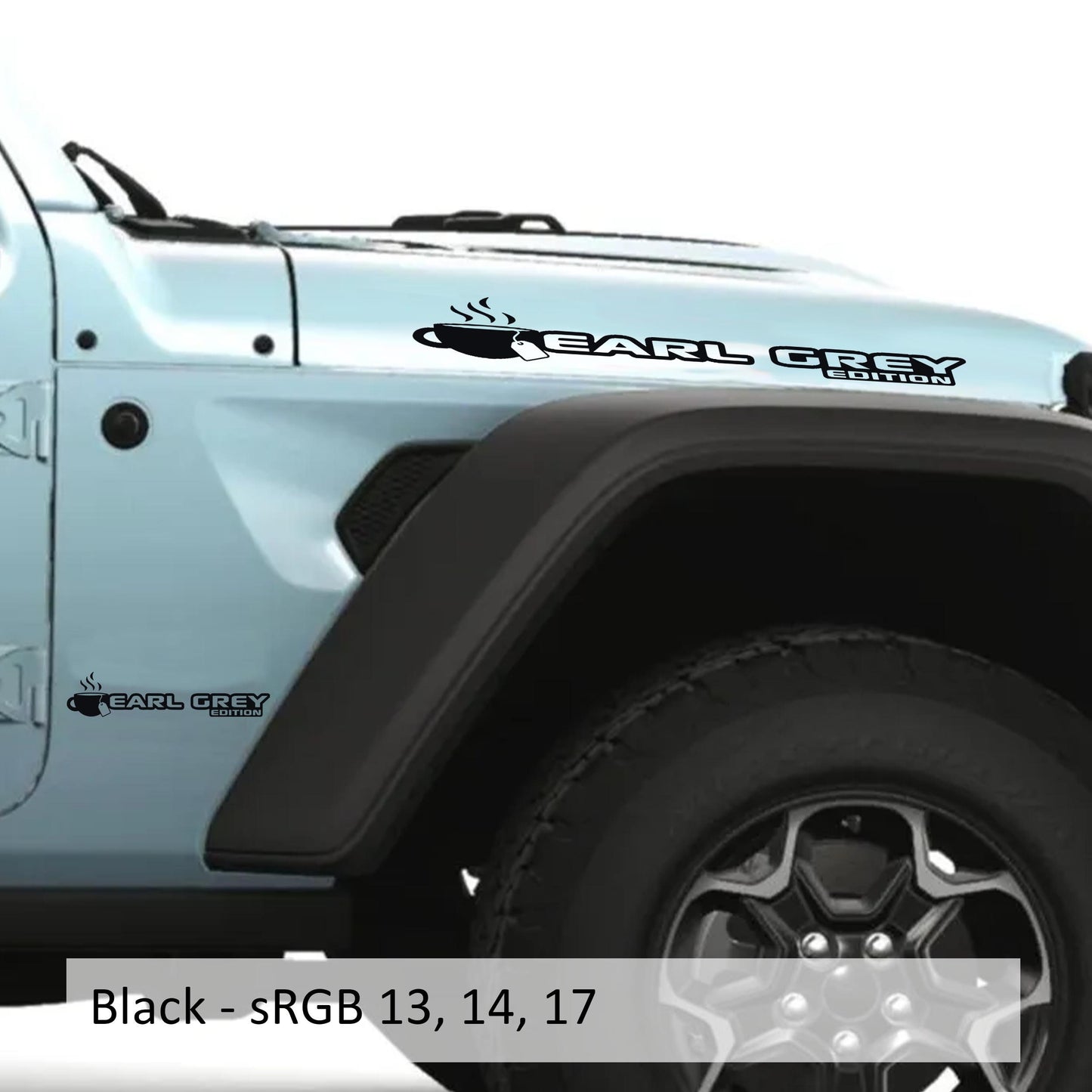 Earl Grey Edition Vinyl Transfer Hood Decals, Custom Off-Road Graphics for Jeep Wrangler JL and Gladiator JT, Durable Unique Design